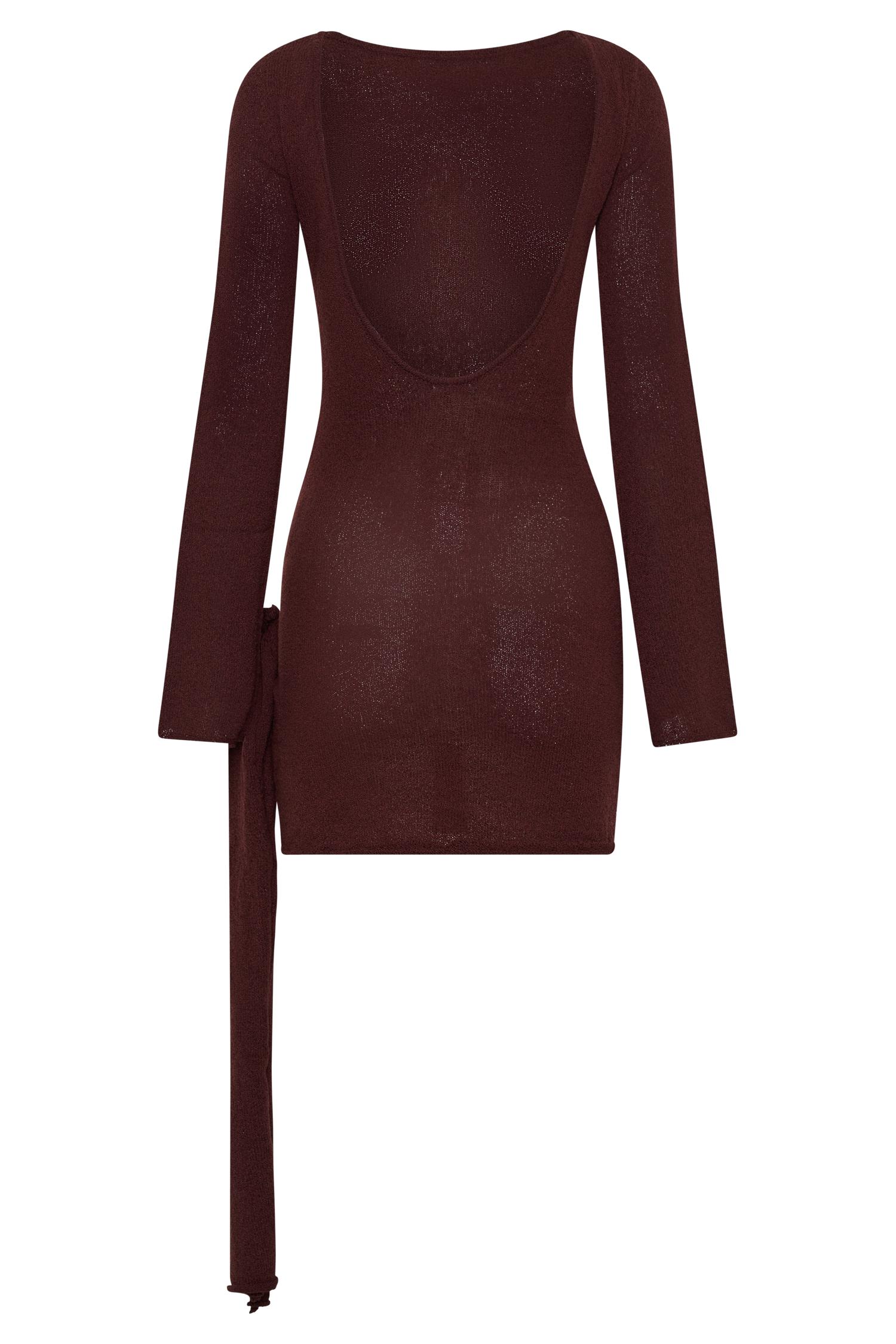 Liana Long Sleeve Knit Mini Dress - Plum Product Image