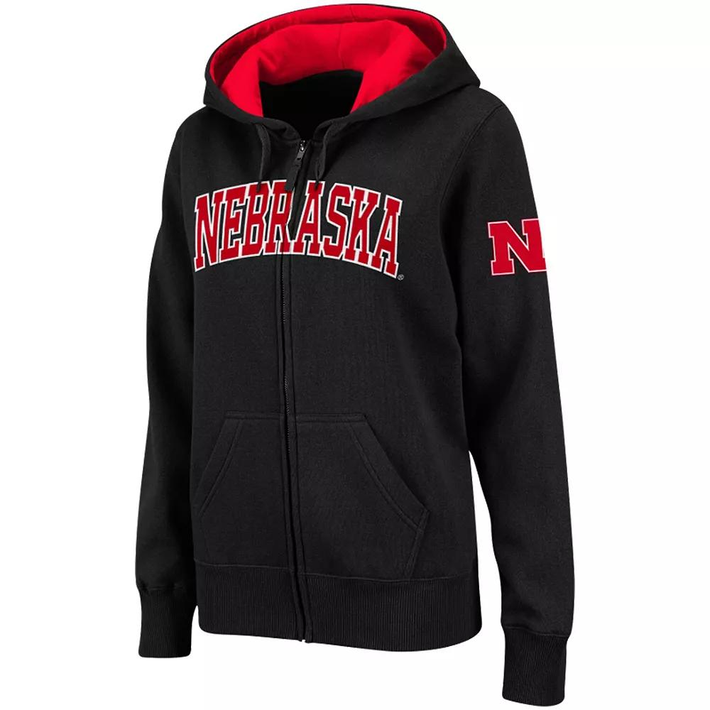 Women's Stadium Athletic Black Nebraska Huskers Arched Name Full-Zip Hoodie,  Product Image