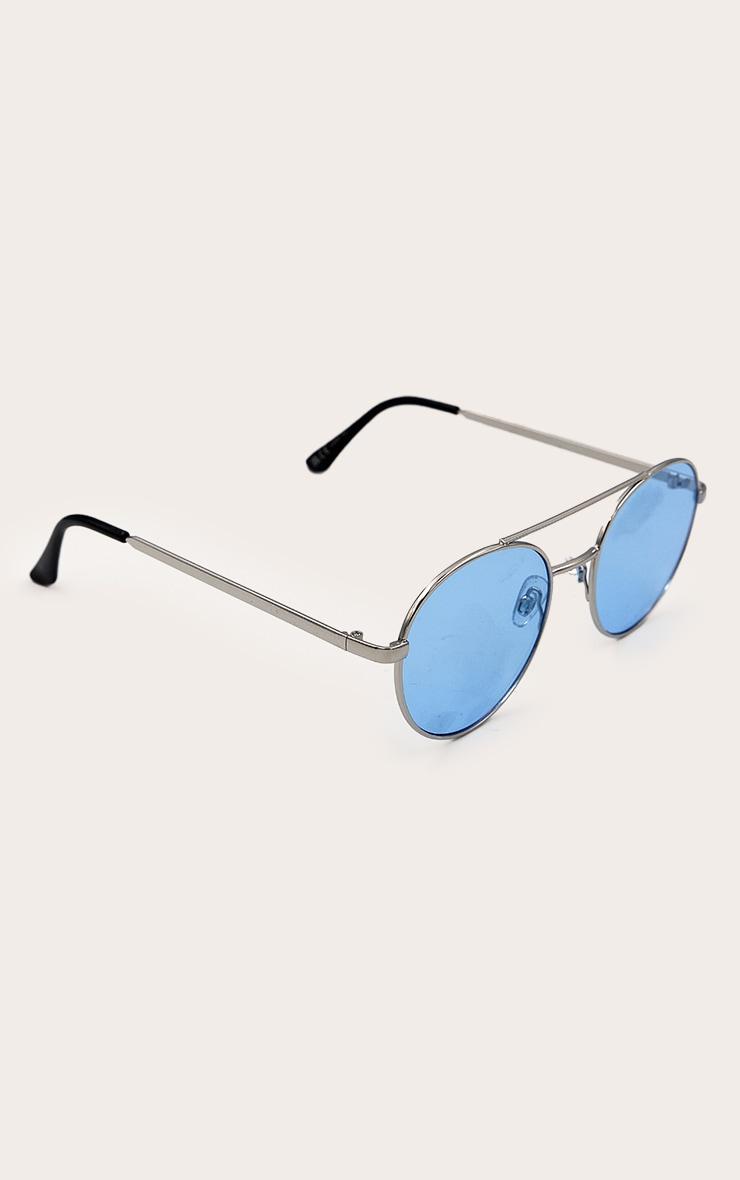 Silver Blue Gradient Lens Aviator Sunglasses Product Image