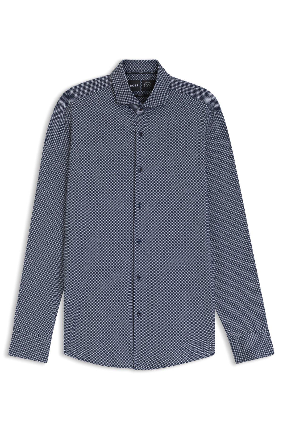 Printed slim-fit shirt in Italian-made performance-stretch jersey Product Image