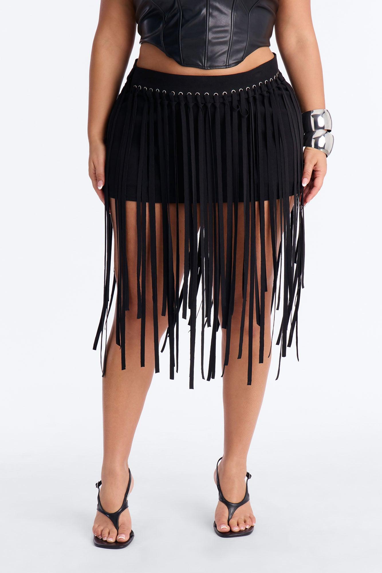 Indio Nights Fringe Skort - Black Female Product Image
