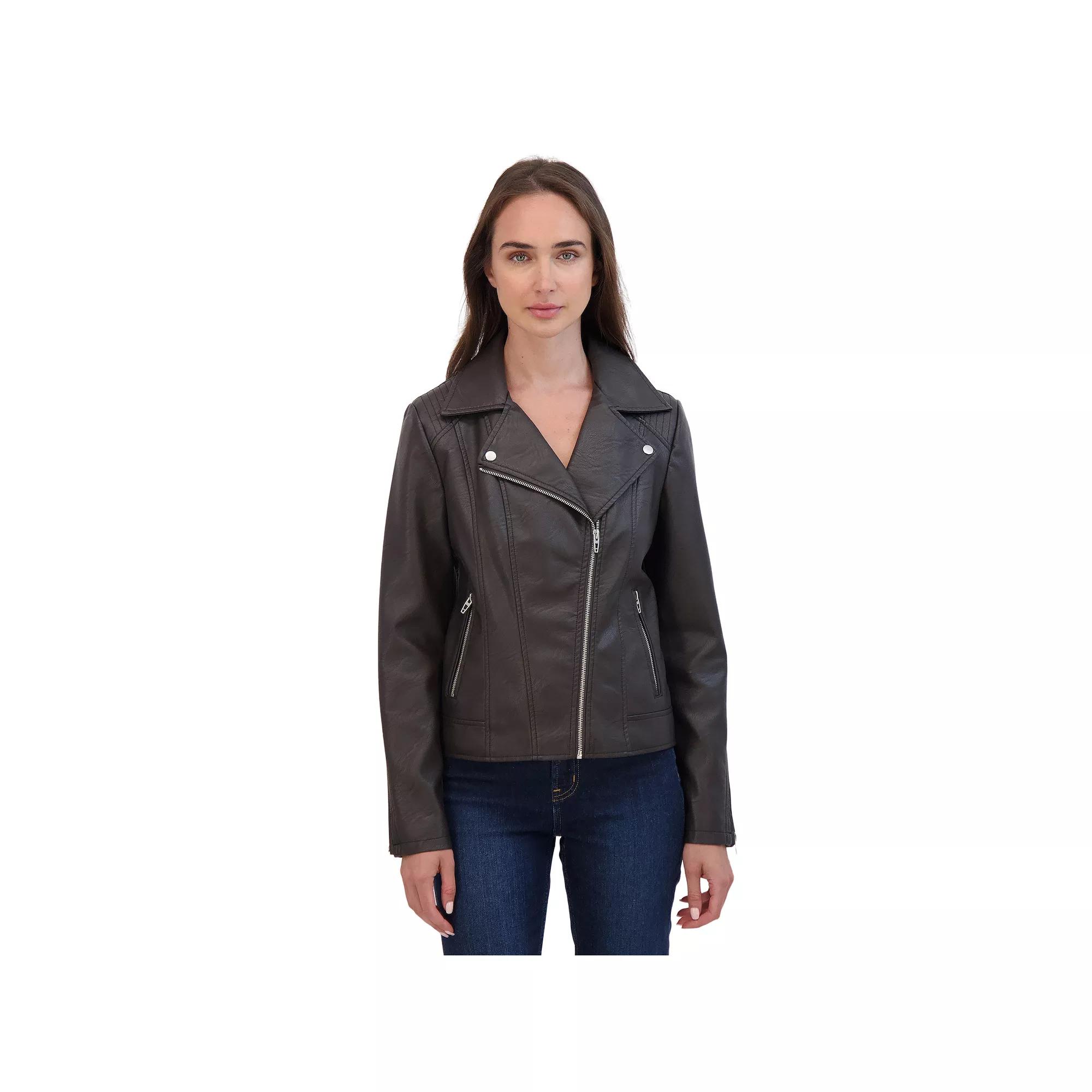Women's Sebby Collection Faux-Leather Moto Jacket,  Product Image
