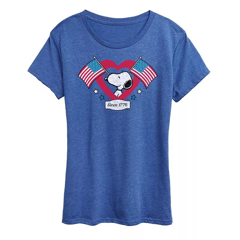 Women's Peanuts Snoopy Since 1776 Flag Heart Graphic Tee,  Product Image