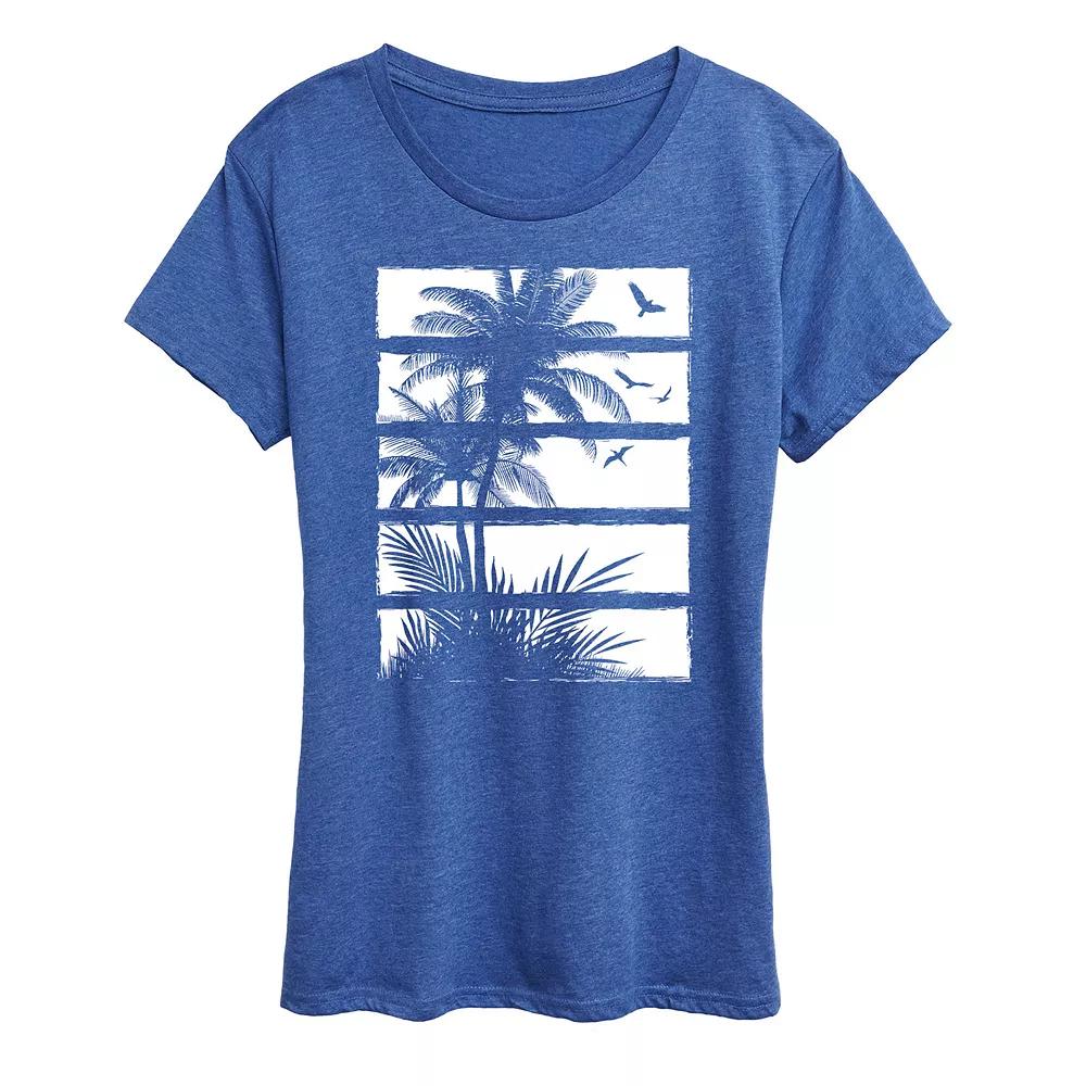 Women's Palm Tree Silhouette Panels Graphic Tee,  Product Image