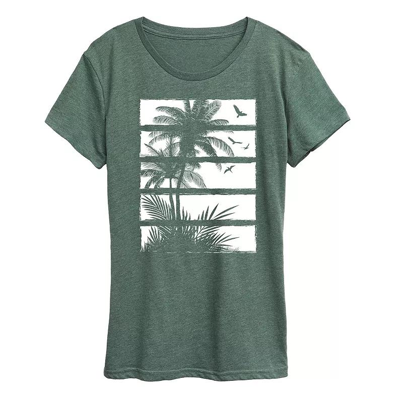 Women's Palm Tree Silhouette Panels Graphic Tee,  Product Image