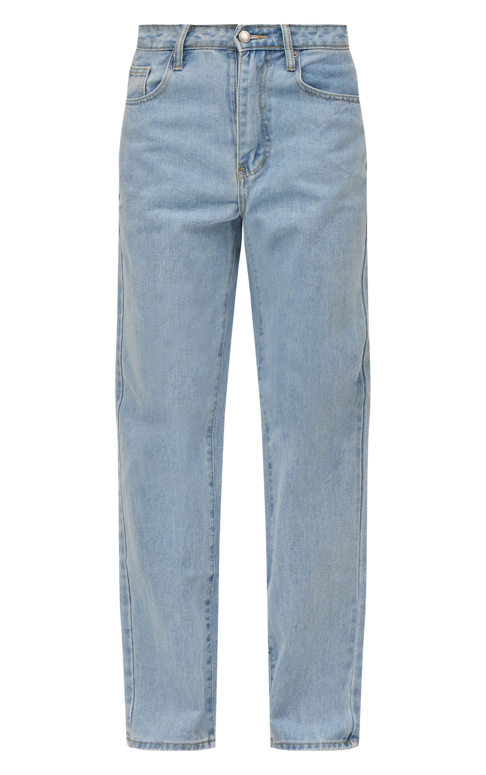 PRETTYLITTLETHING Light Blue Wash High Waist Straight Leg Jeans Product Image