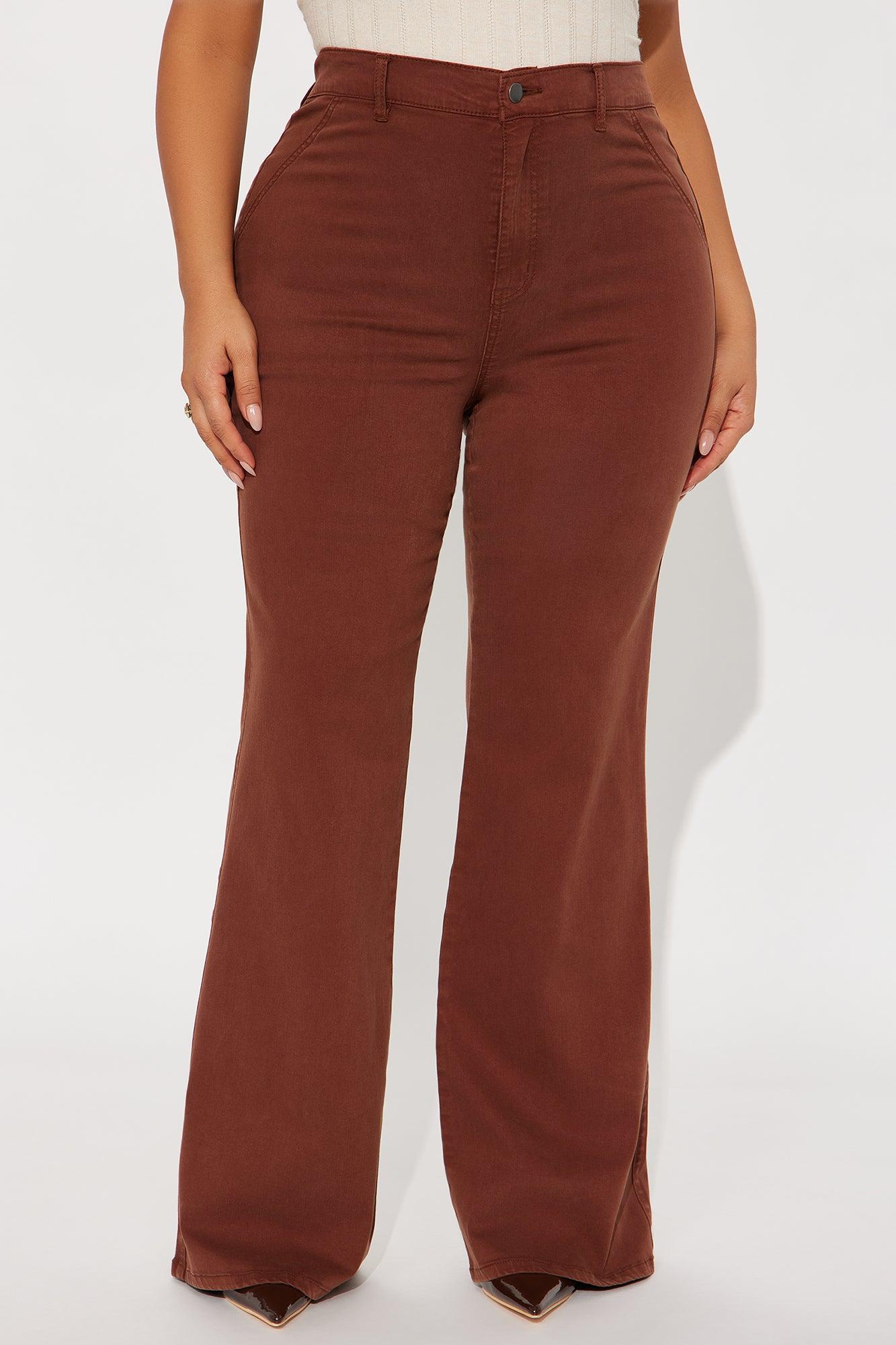 Classic Color Trouser Flare Jeans - Brown Female Product Image