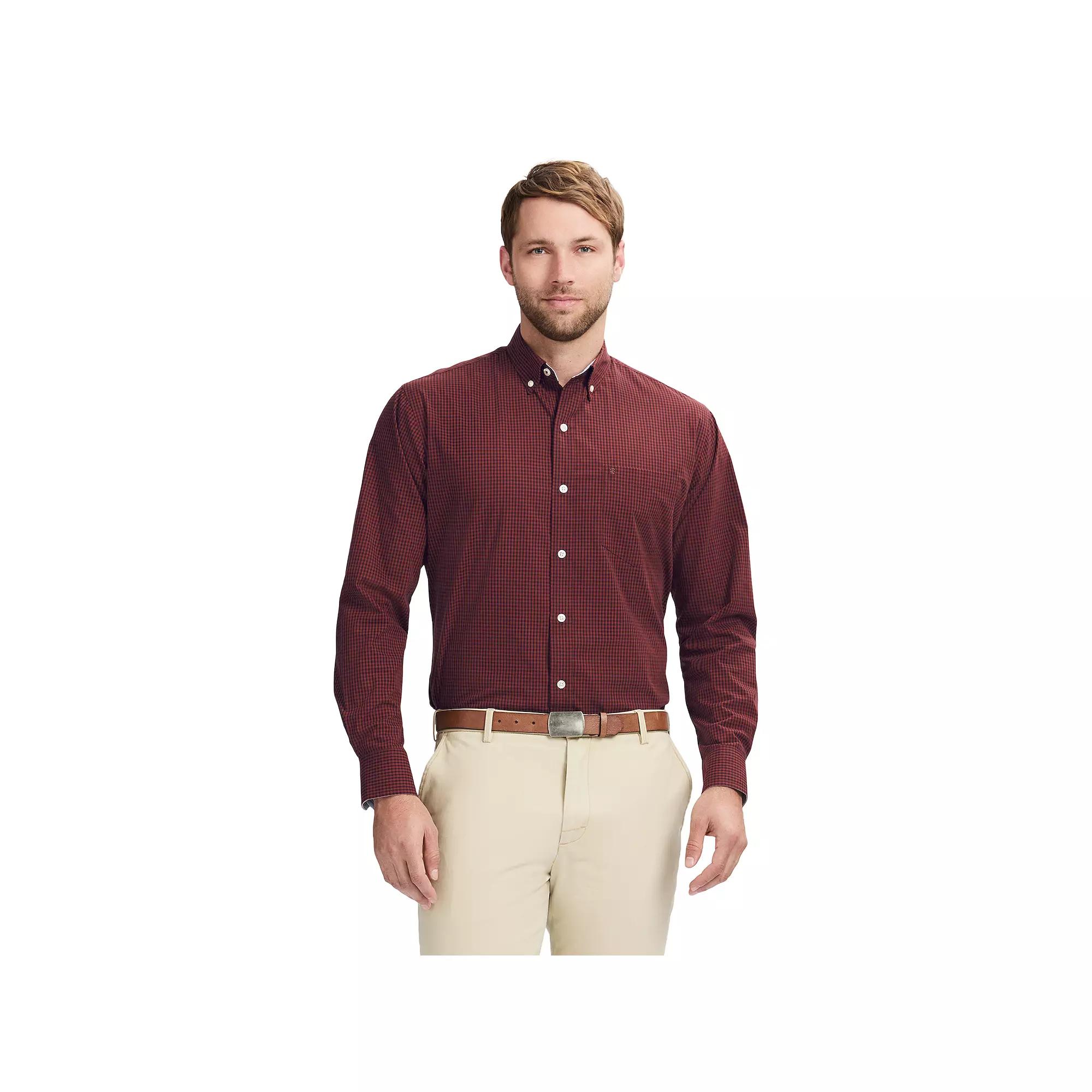 Men's IZOD Performance Comfort Long Sleeve Button Down Shirt, Size: Small, Gingerbread Product Image