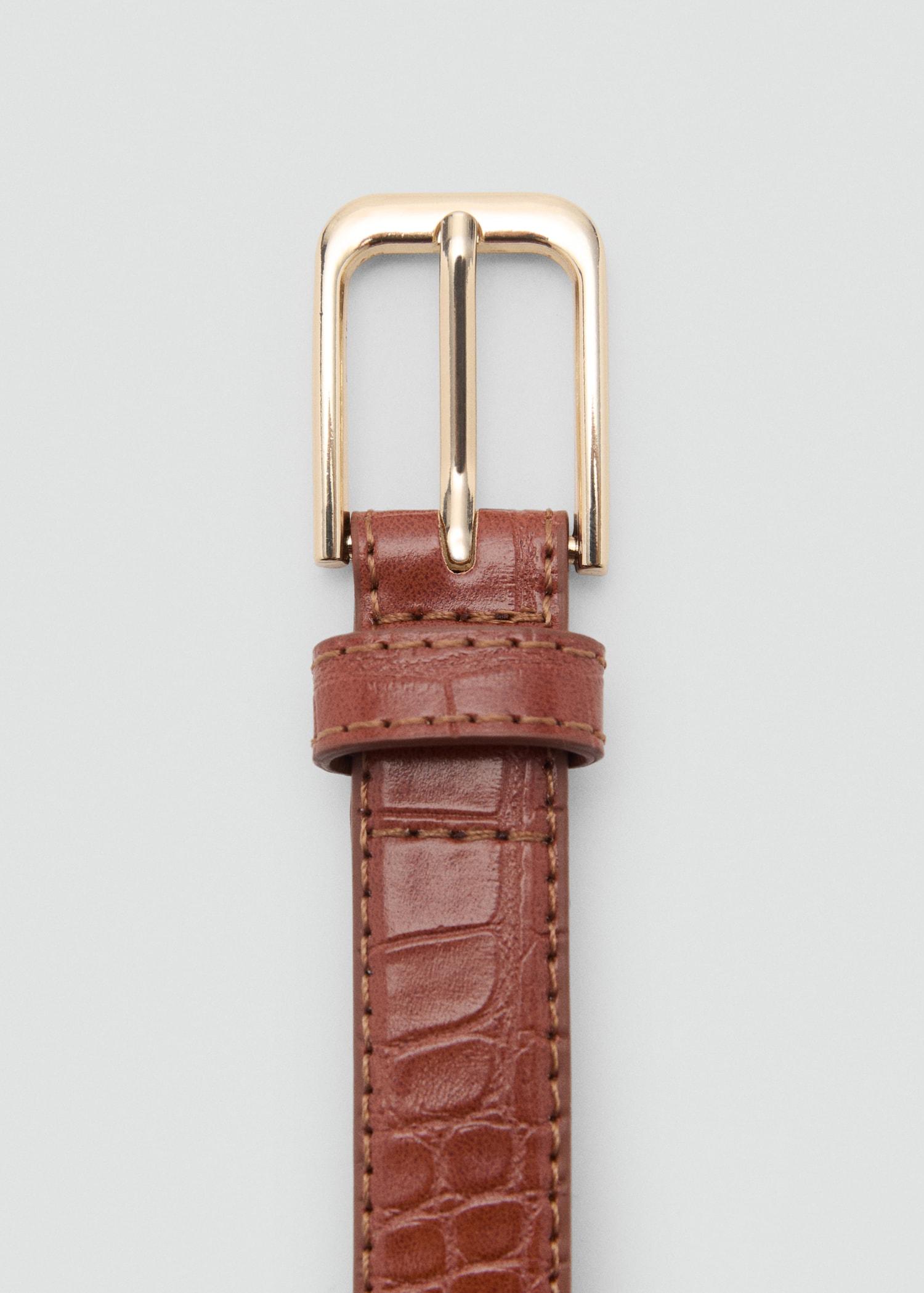 Fine croco leather-effect belt - Women | MANGO USA Product Image