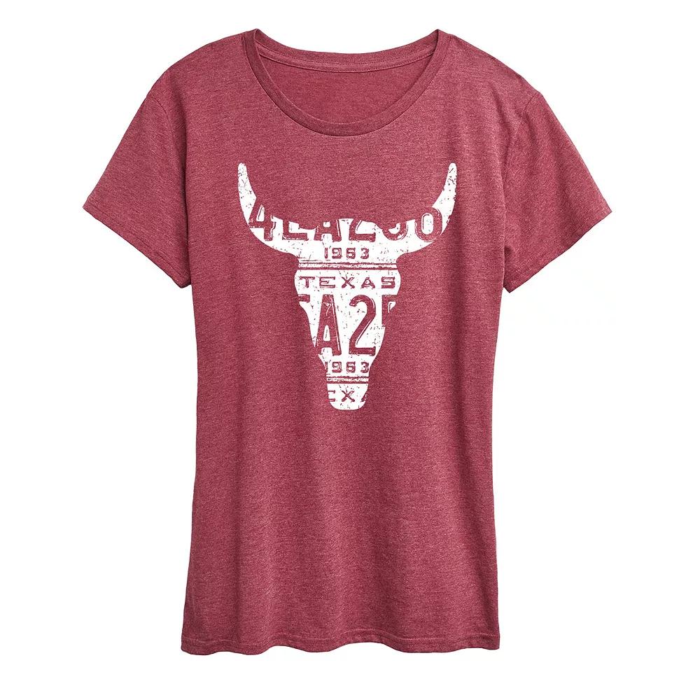 Women's Texas License Plate Steer Graphic Tee,  Product Image