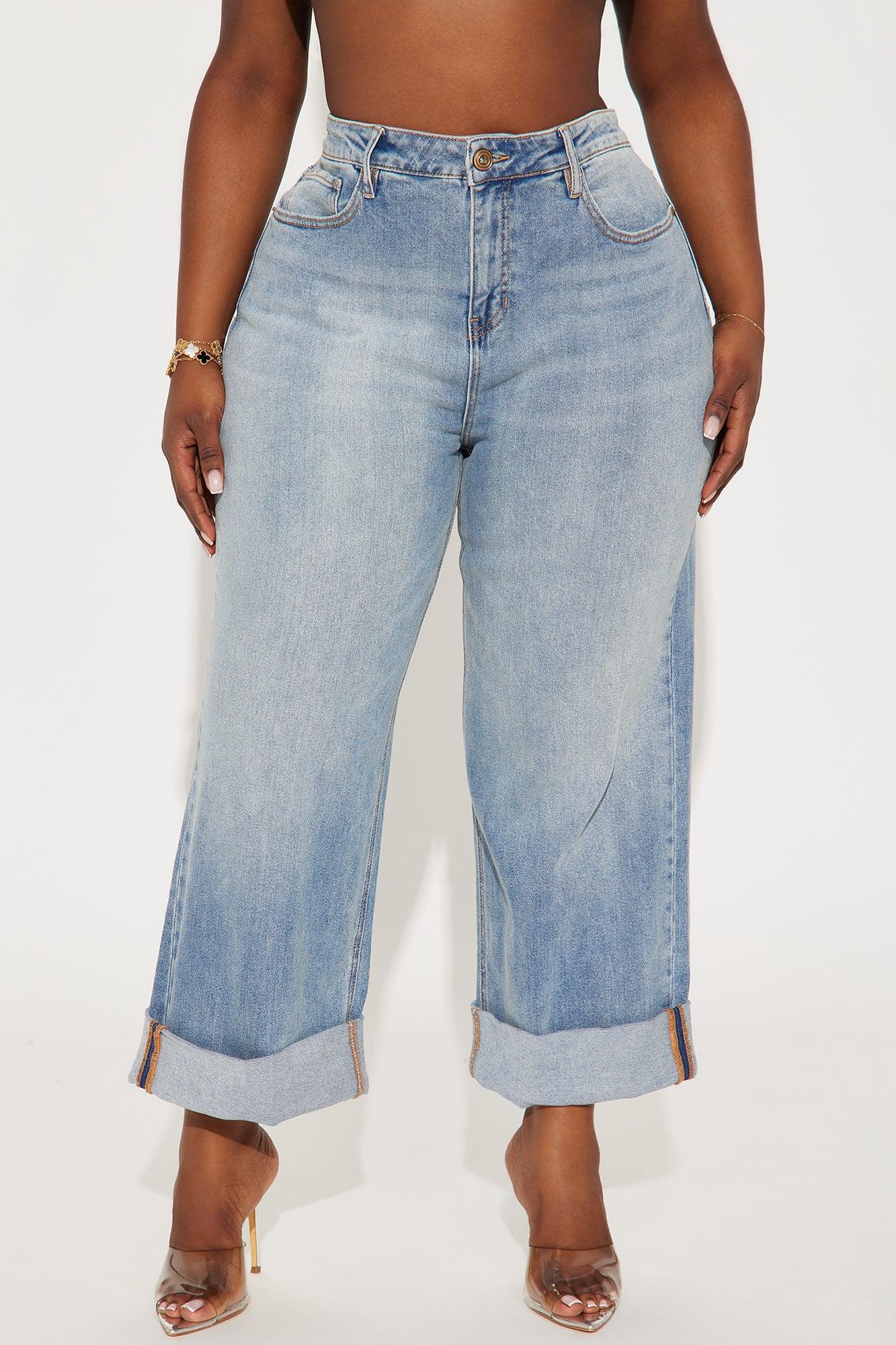 Miranda Cuffed Wide Leg Crop Jean - Medium Wash Product Image