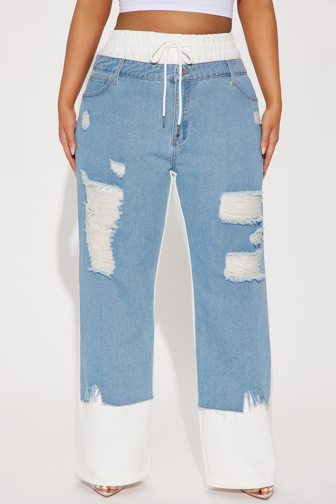 Eileen Contrast Double Waistband Pant - White/combo Product Image