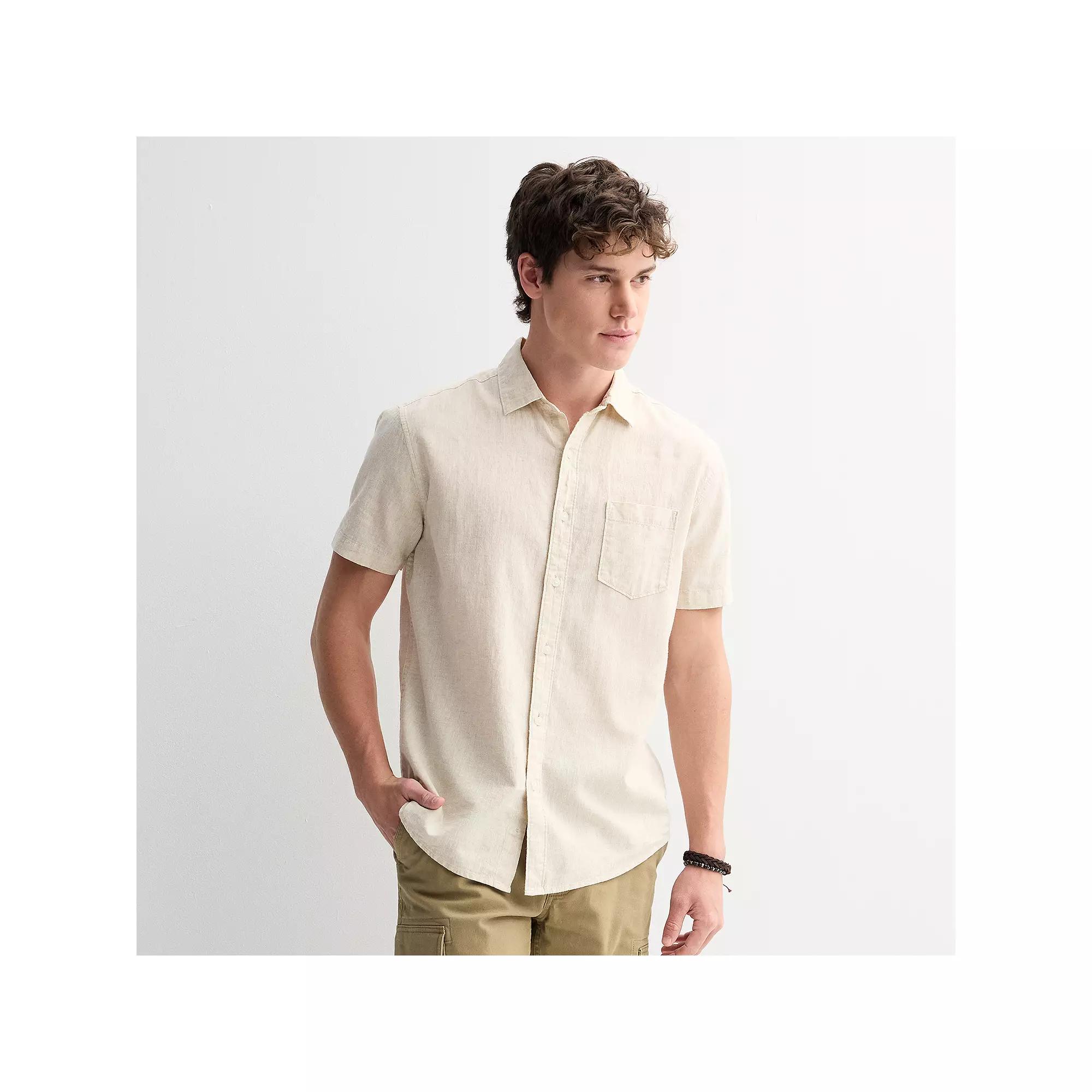 Mens Sonoma Goods For Life Short Sleeve Perfect Length Linen Shirt Product Image