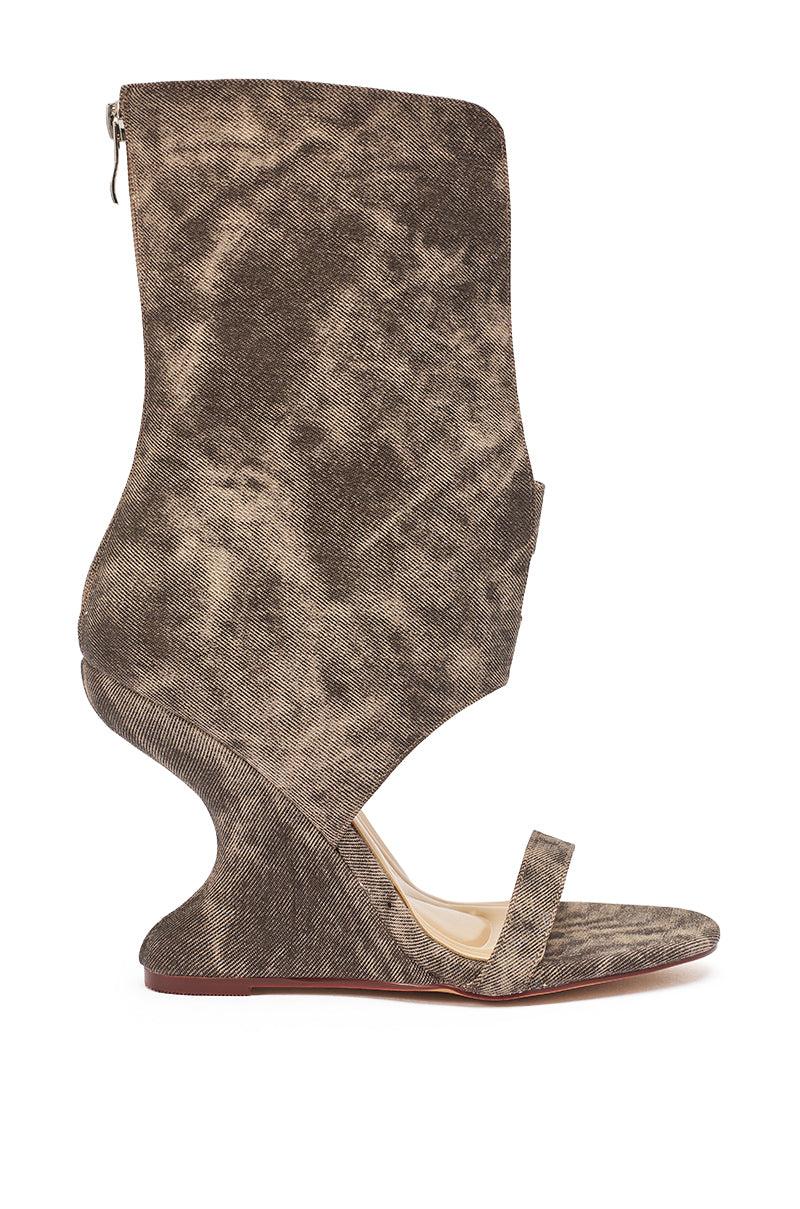 AKIRA GOLD RAFFAELLO BROWN WOVEN ROUND TOE WEDGE SANDAL Product Image