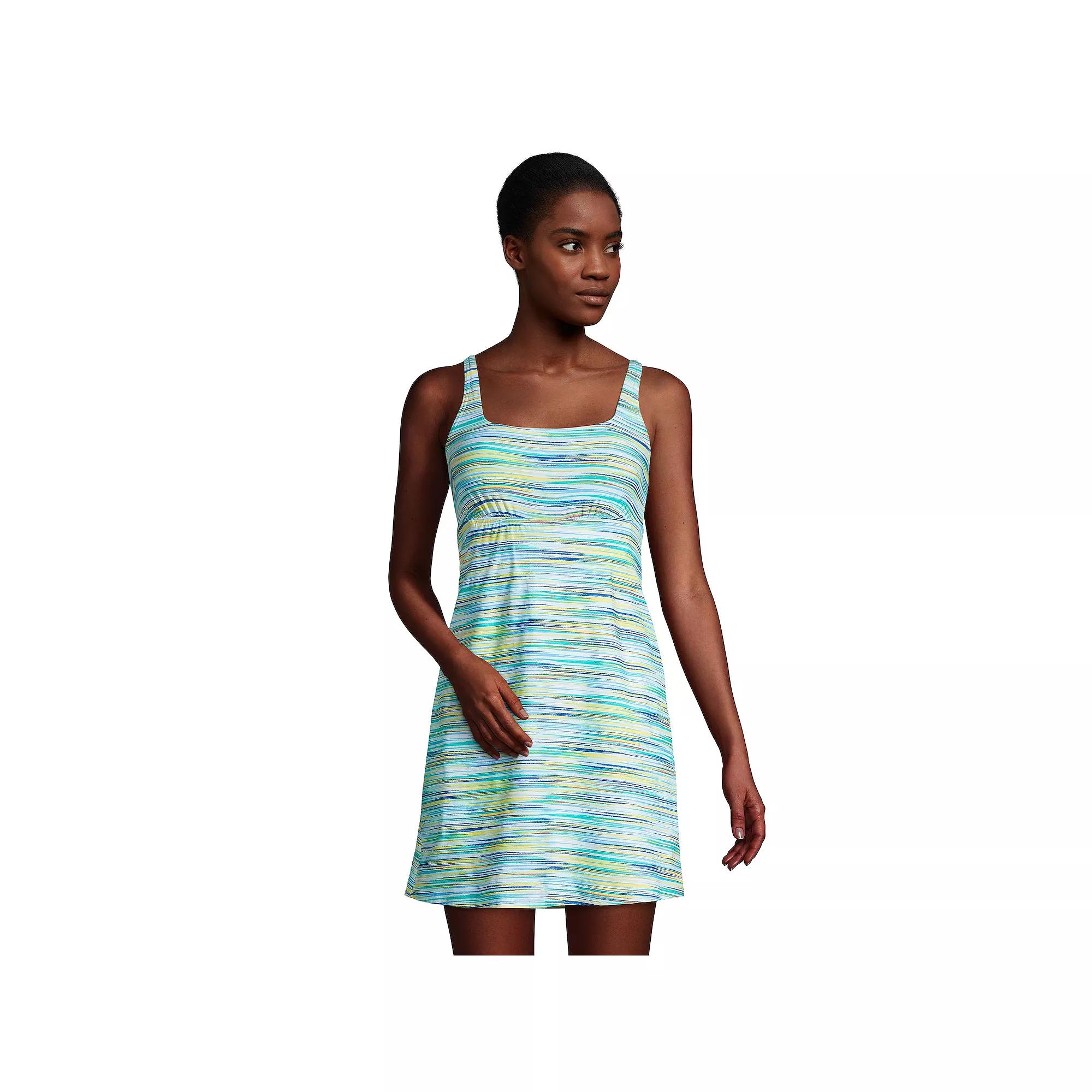 Women's Lands' End Tummy Control UPF 50 Squareneck One-Piece Swim Dress,  Product Image