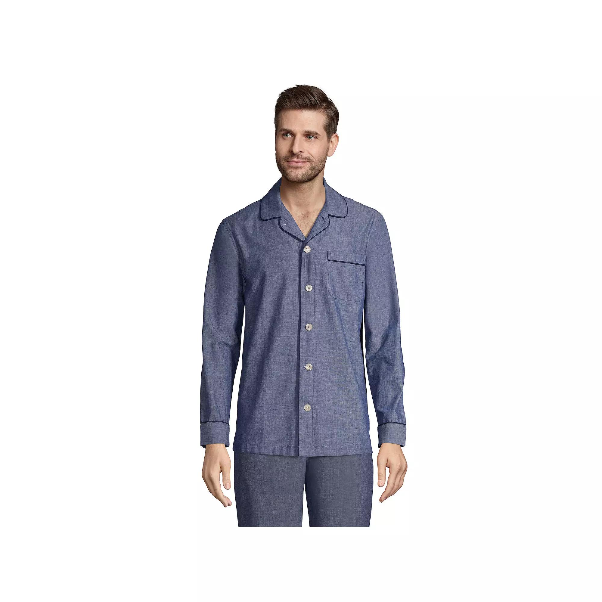 Big & Tall Lands' End Poplin Pajama Sleep Shirt, Men's,  Product Image