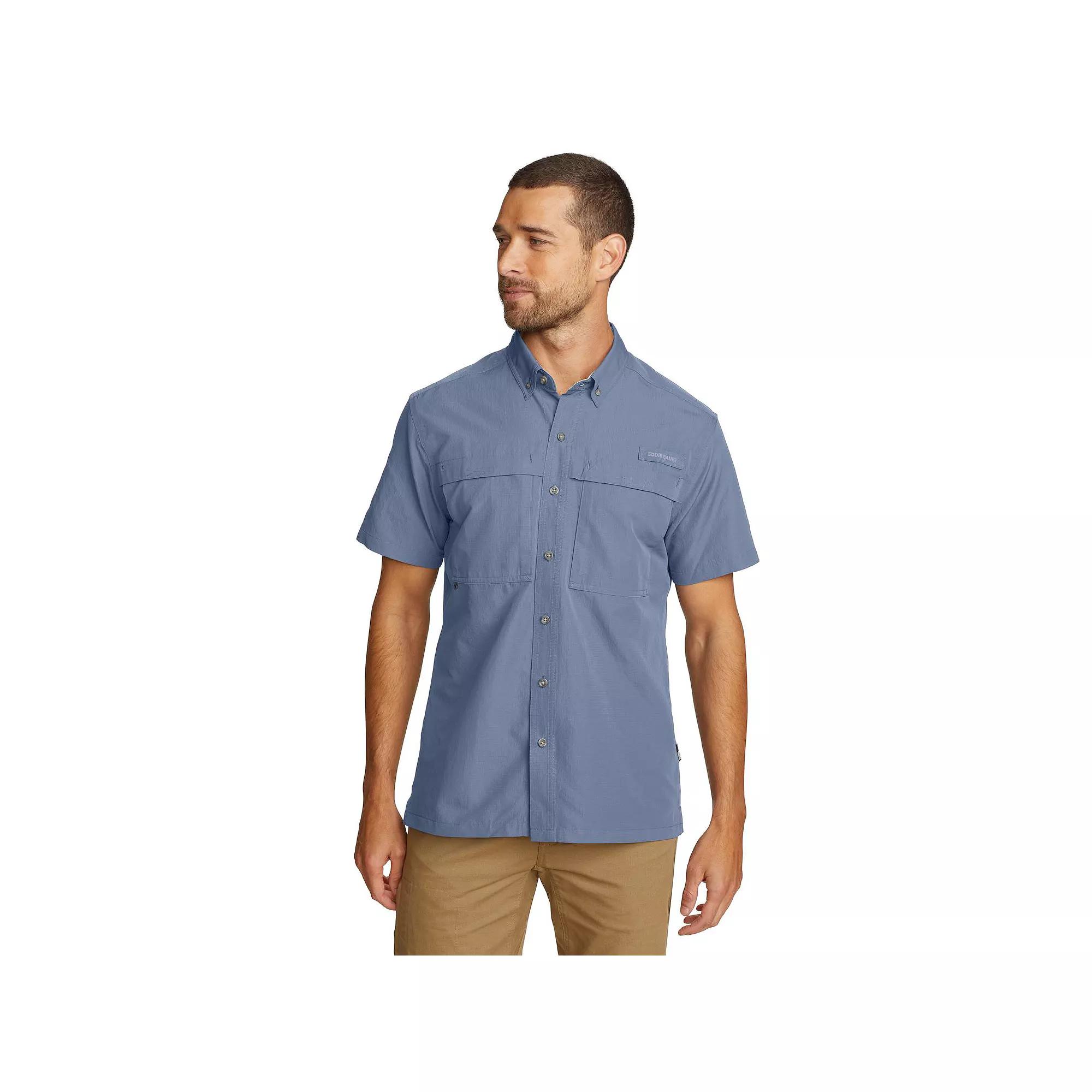 Men's Eddie Bauer Short Sleeve Rainier Ripstop Shirt, Size: Small, Chambray Blue Product Image