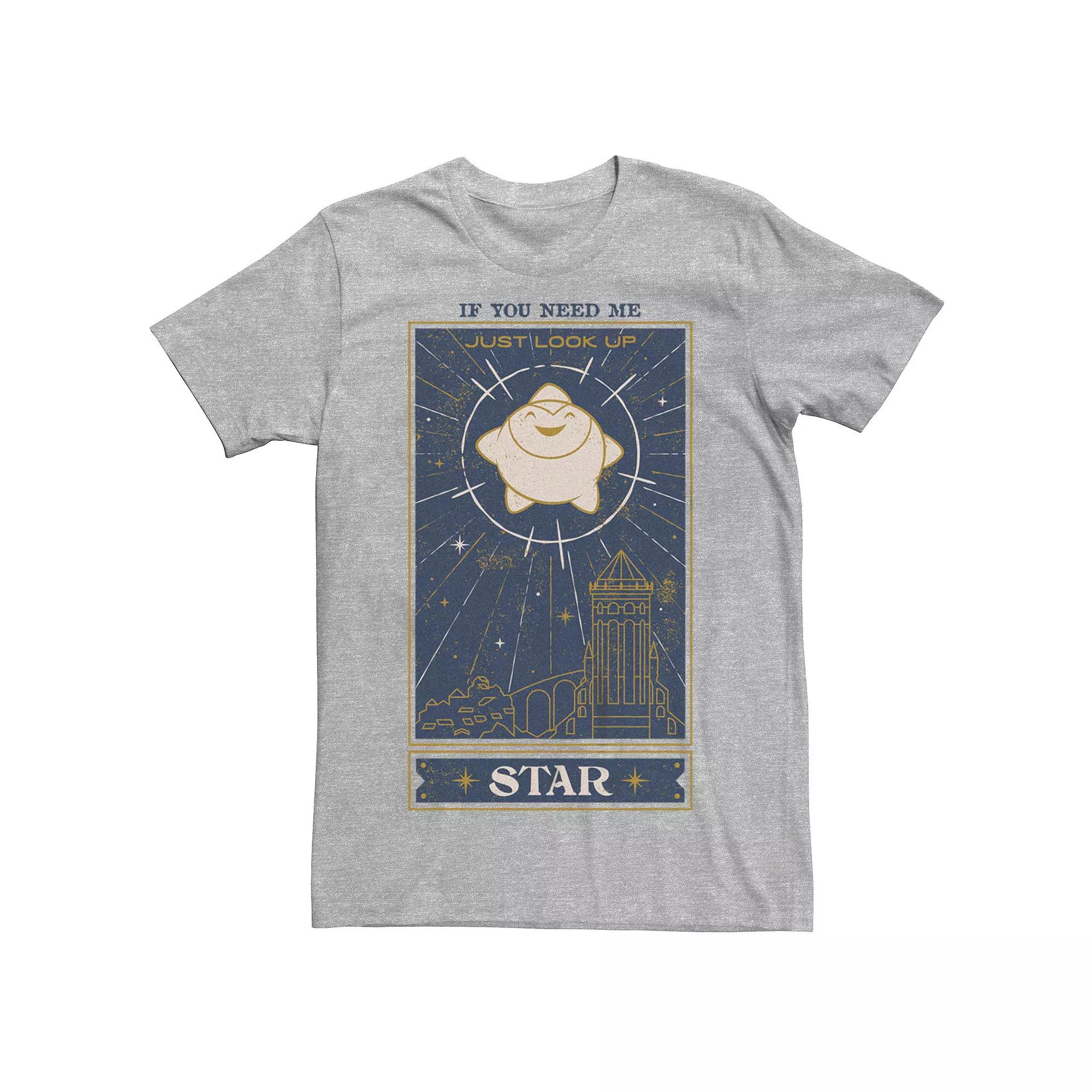 Men's Wish Star Card Graphic Tee, Size: Large, Athletic Grey Product Image