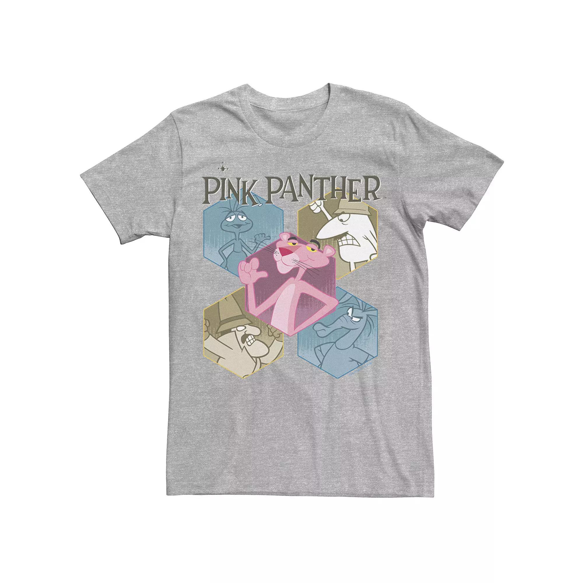 Men's Pink Panther Hexagonal Portraits Graphic Tee, Size: Medium, Athletic Grey Product Image
