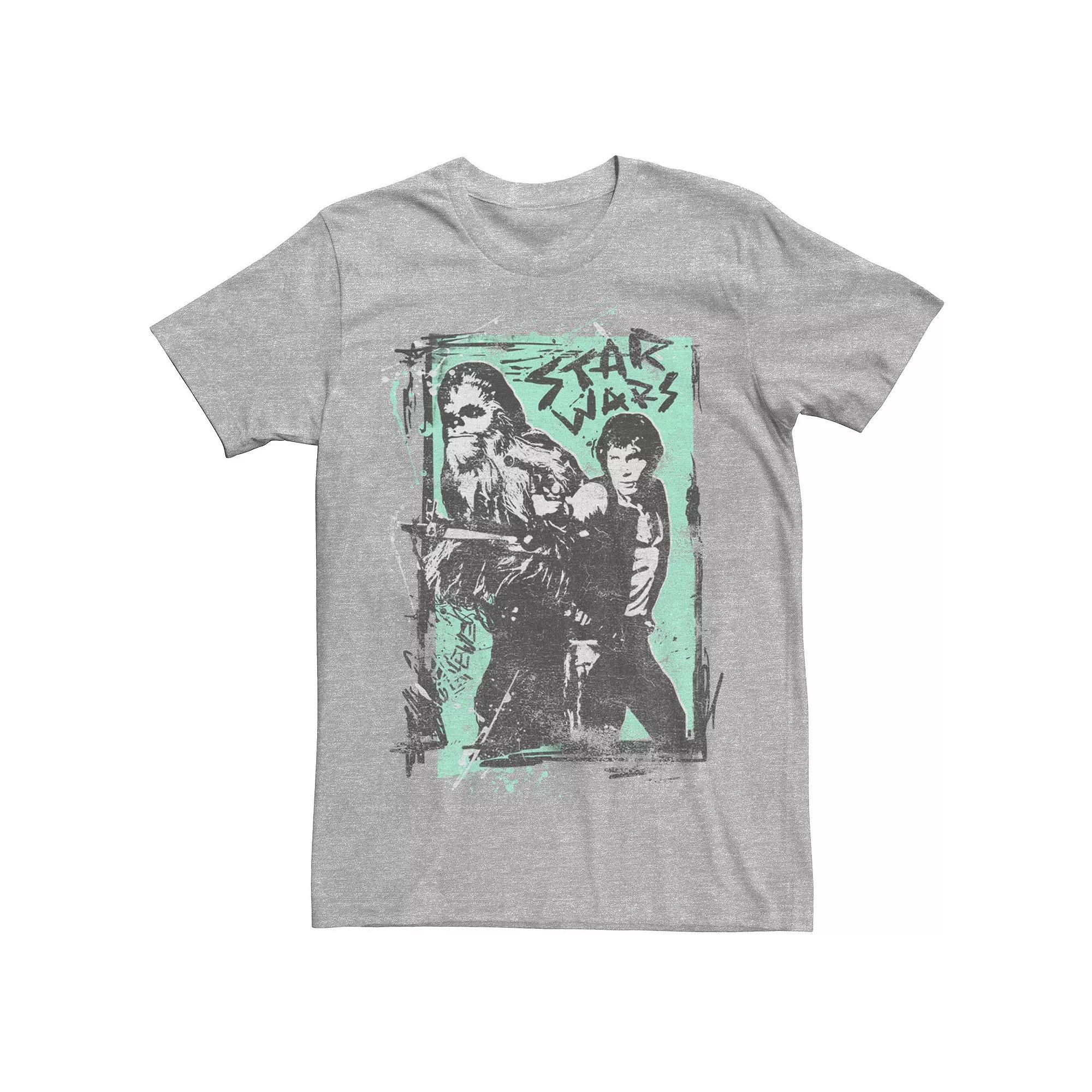 Men's Star Wars Han And Chewie Grunge Poster Graphic Tee,  Product Image