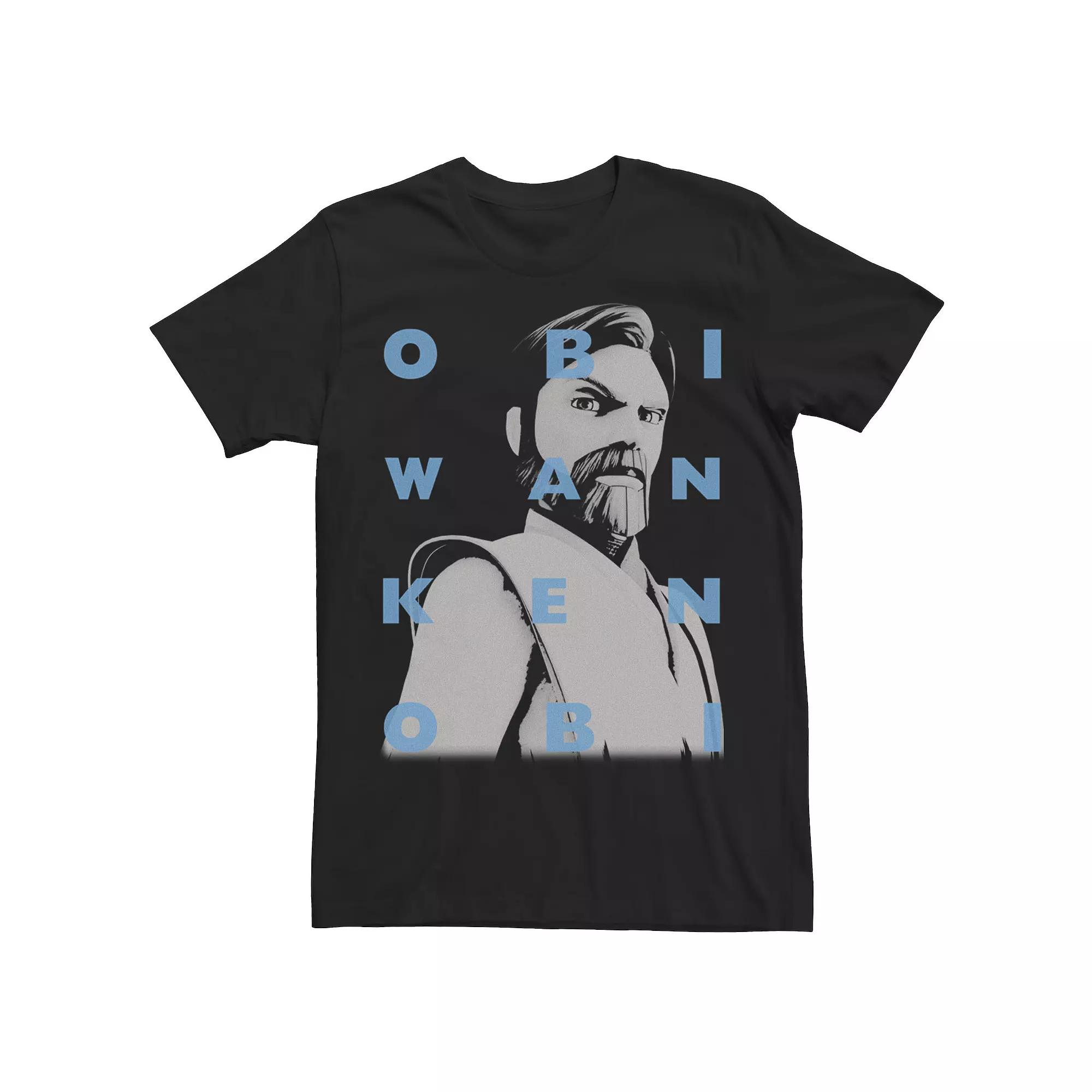 Men's Star Wars: Clone Wars Obi-Wan Kenobi Text Overlay Tee,  Product Image