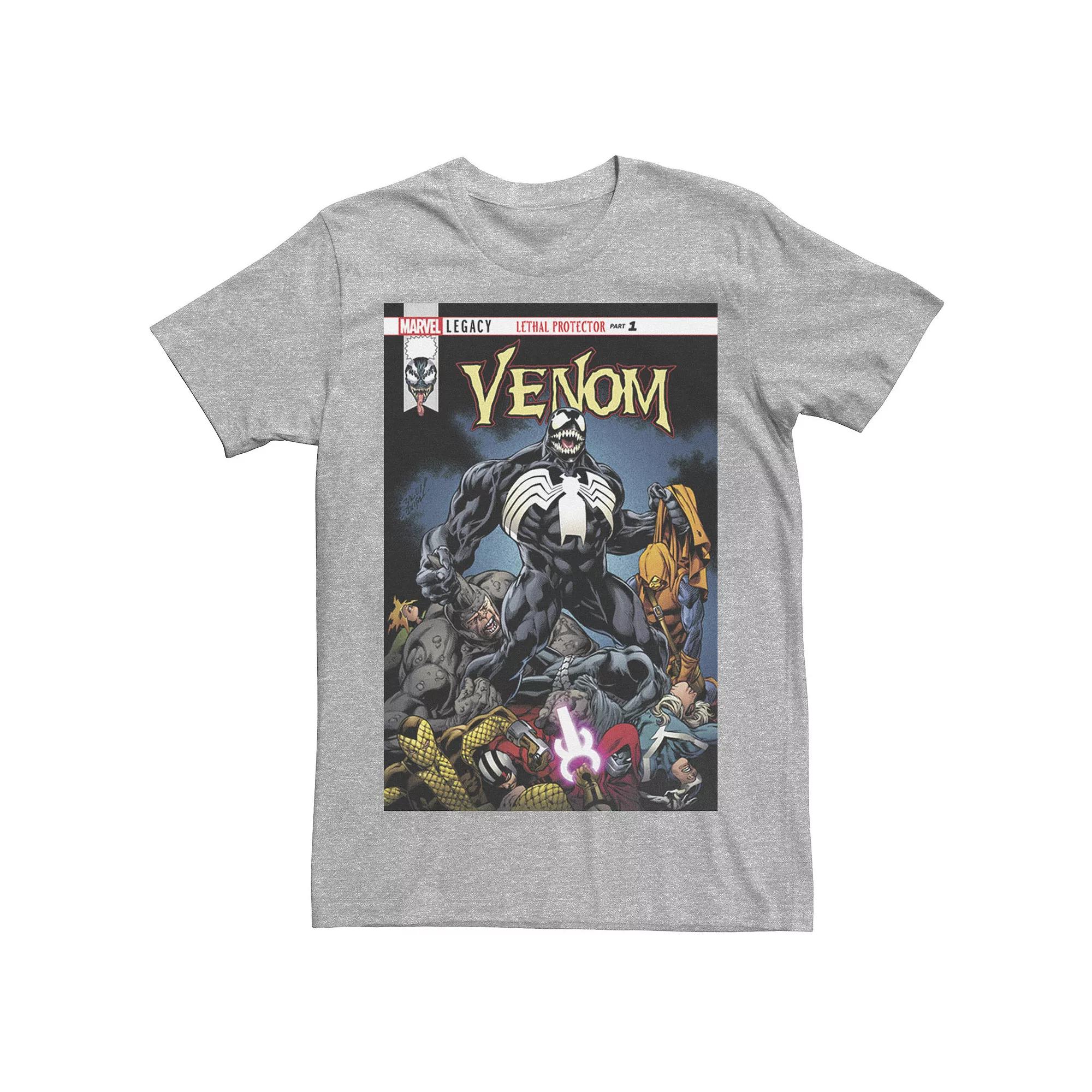 Men's Marvel Venom Lethal Pileup Comic Cover Tee, Size: Small, Athletic Grey Product Image