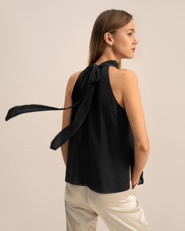 LILYSILK Silk Blouse Women Halter Neck Lily White 4 Product Image