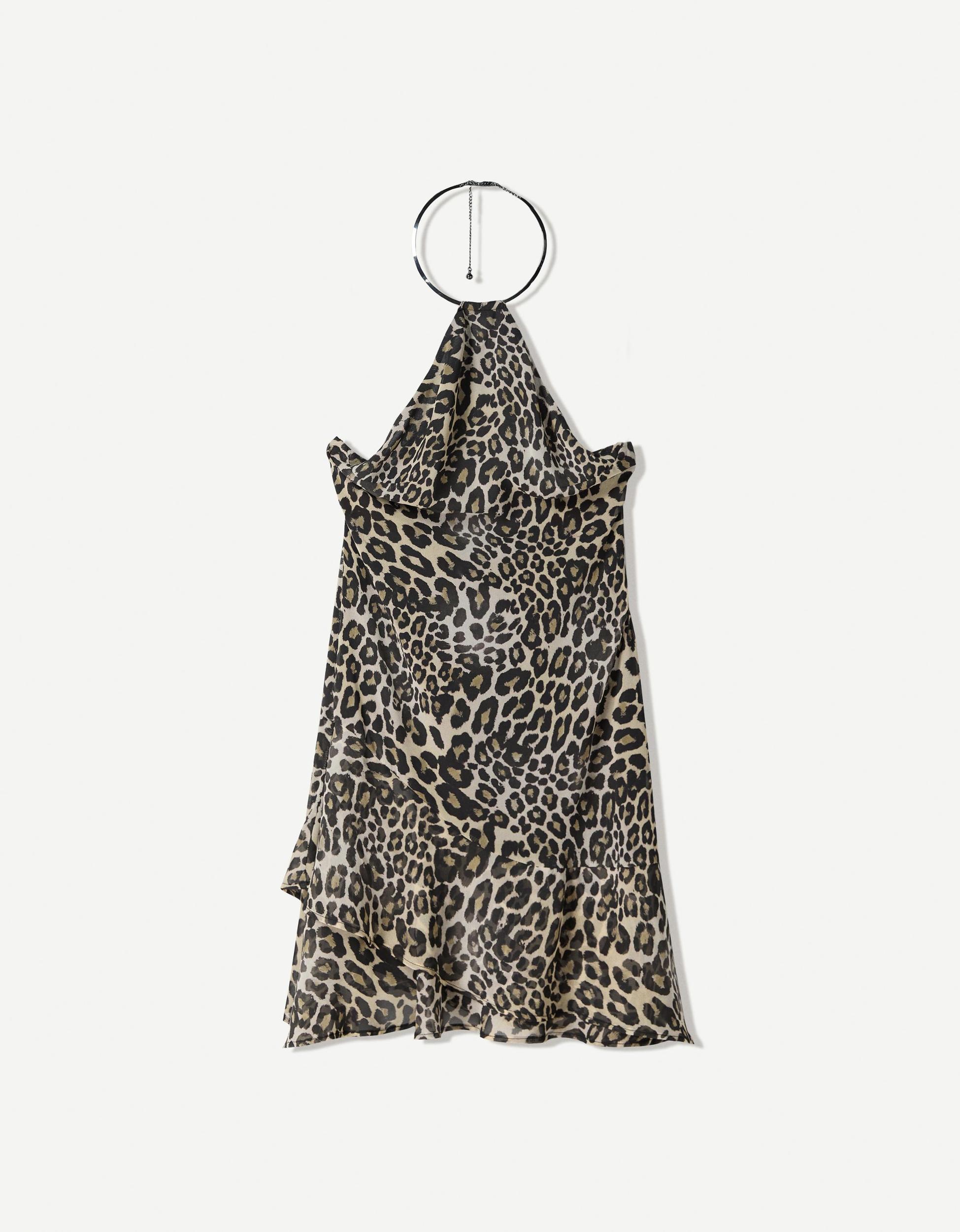 Animal print mini dress with buckle Product Image