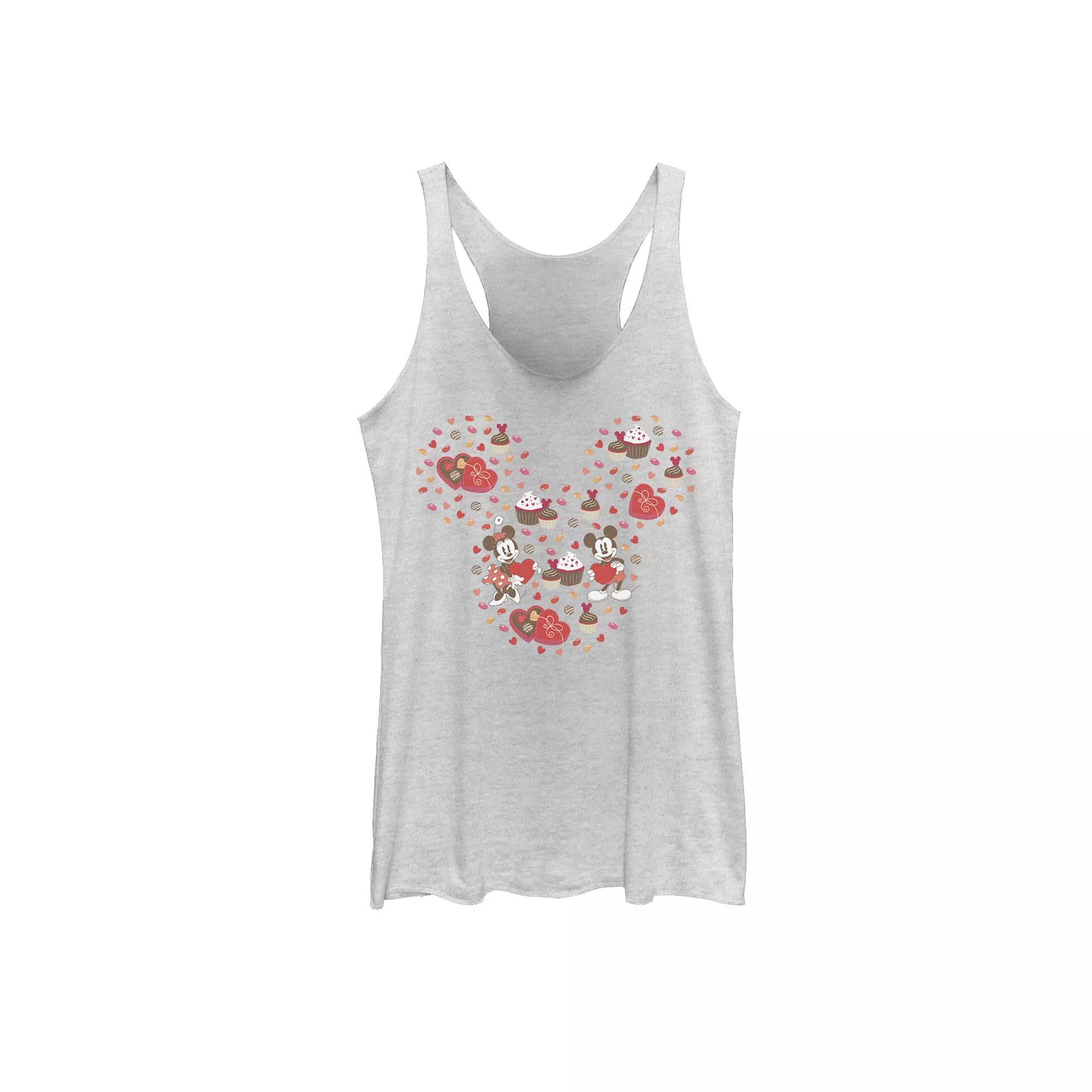 Disney's Mickey Mouse & Minnie Valentine's Day Chocolates & Hearts Juniors' Racerback Tank Top, Girl's,  Product Image