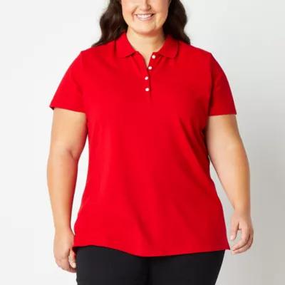 St. John's Bay Plus Womens Short Sleeve Polo Shirt Product Image