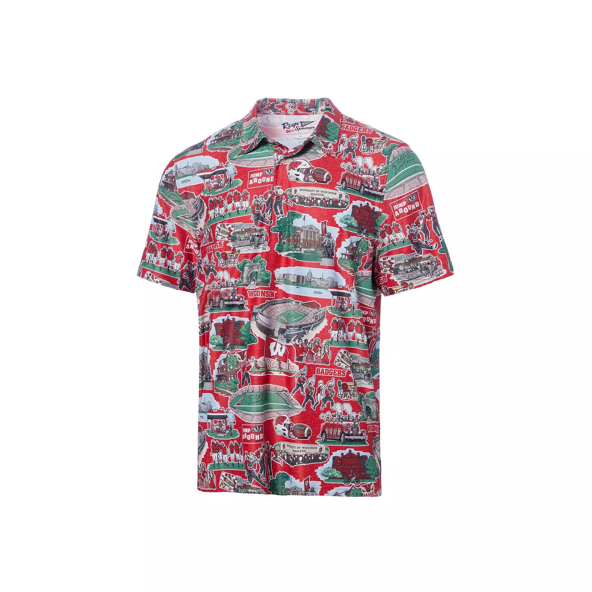 Men's Reyn Spooner Red Wisconsin Badgers Scenic Polo,  Product Image