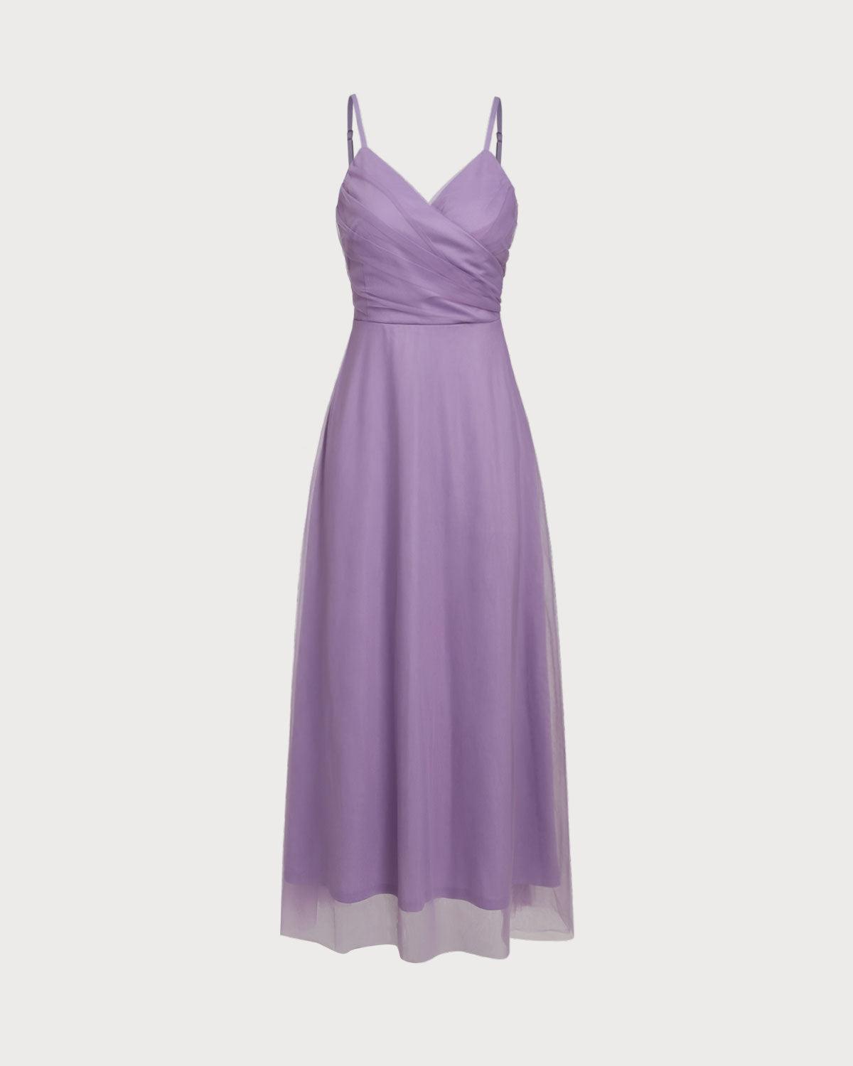 Purple Mesh Wrap Slip Maxi Dress Product Image