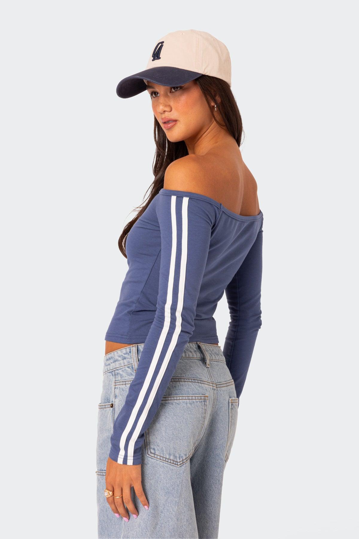 90'S Off Shoulder Long Sleeve T Shirt Product Image