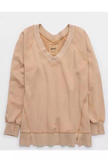 Aerie Downtime Textured V-Neck Sweatshirt Women's Product Image