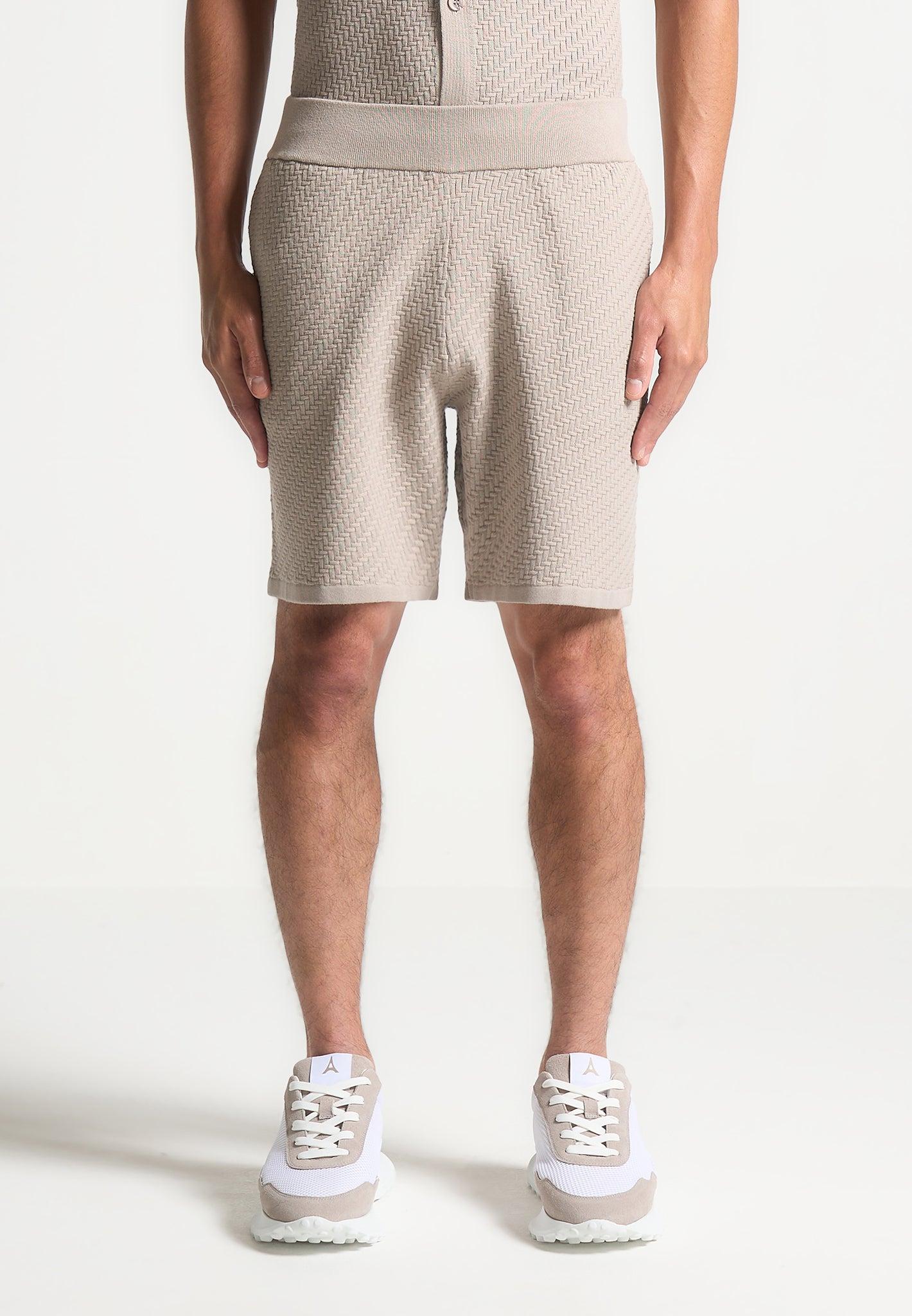 Herringbone Knit Shorts - Taupe Male Product Image