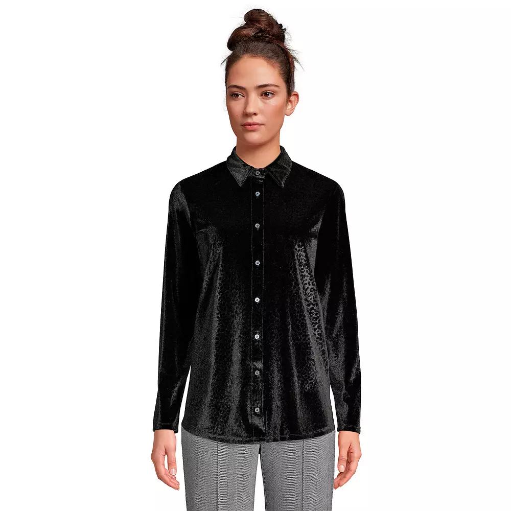 Petite Lands End Velvet Tunic Shirt, Womens Product Image