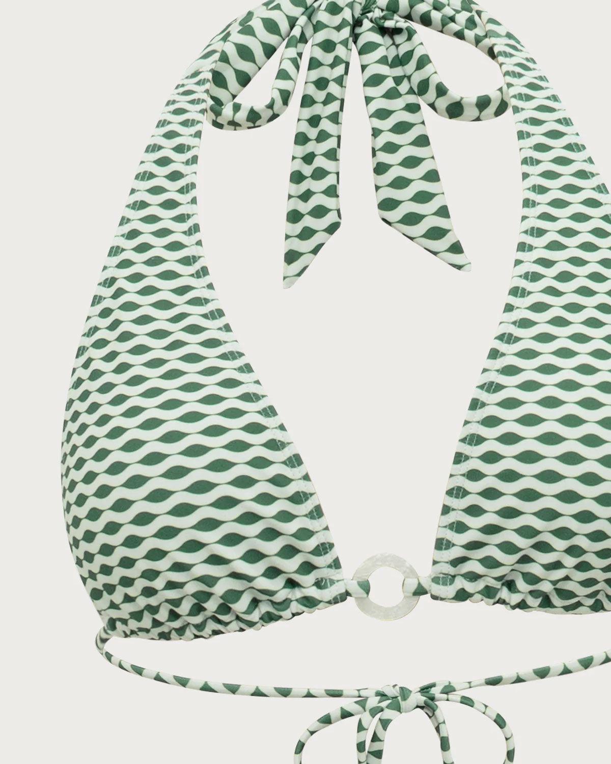 Green Wave Print Hoop Bikini Set Product Image
