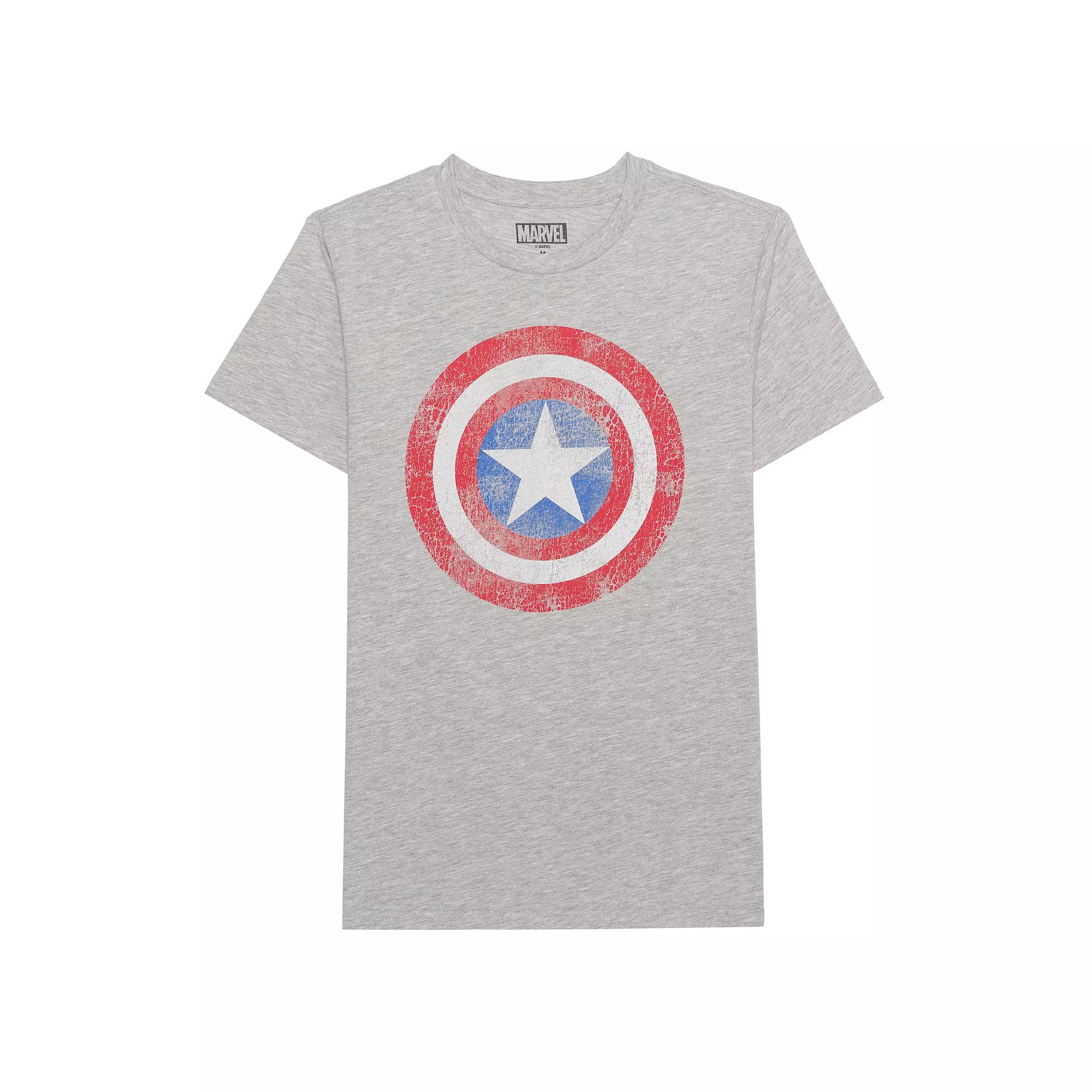 Men's Marvel Captain America Shield Crew Graphic Tee, Size: XXL, Grey Product Image