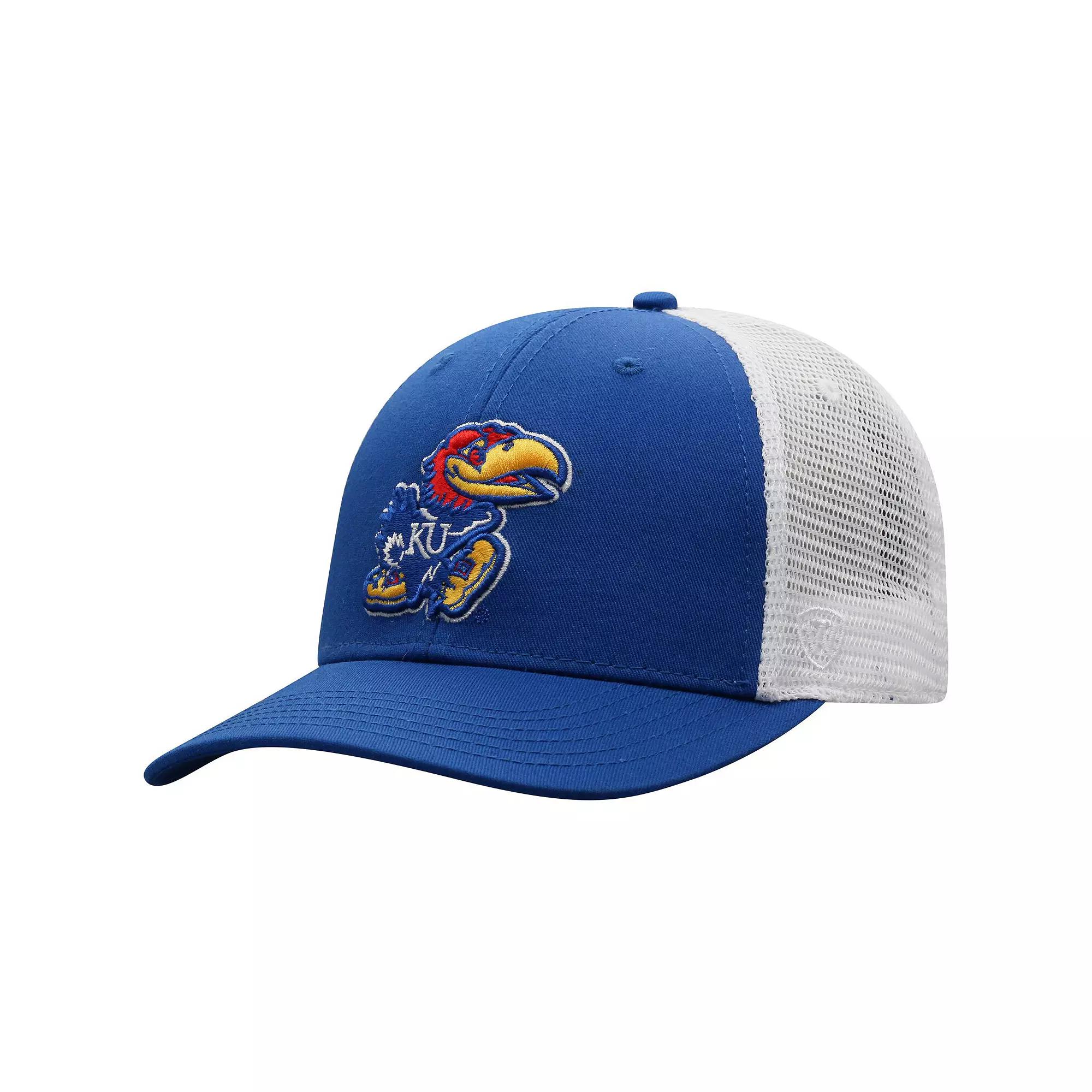Men's Top of the World Royal/White Kansas Jayhawks Trucker Snapback Hat, Blue Product Image