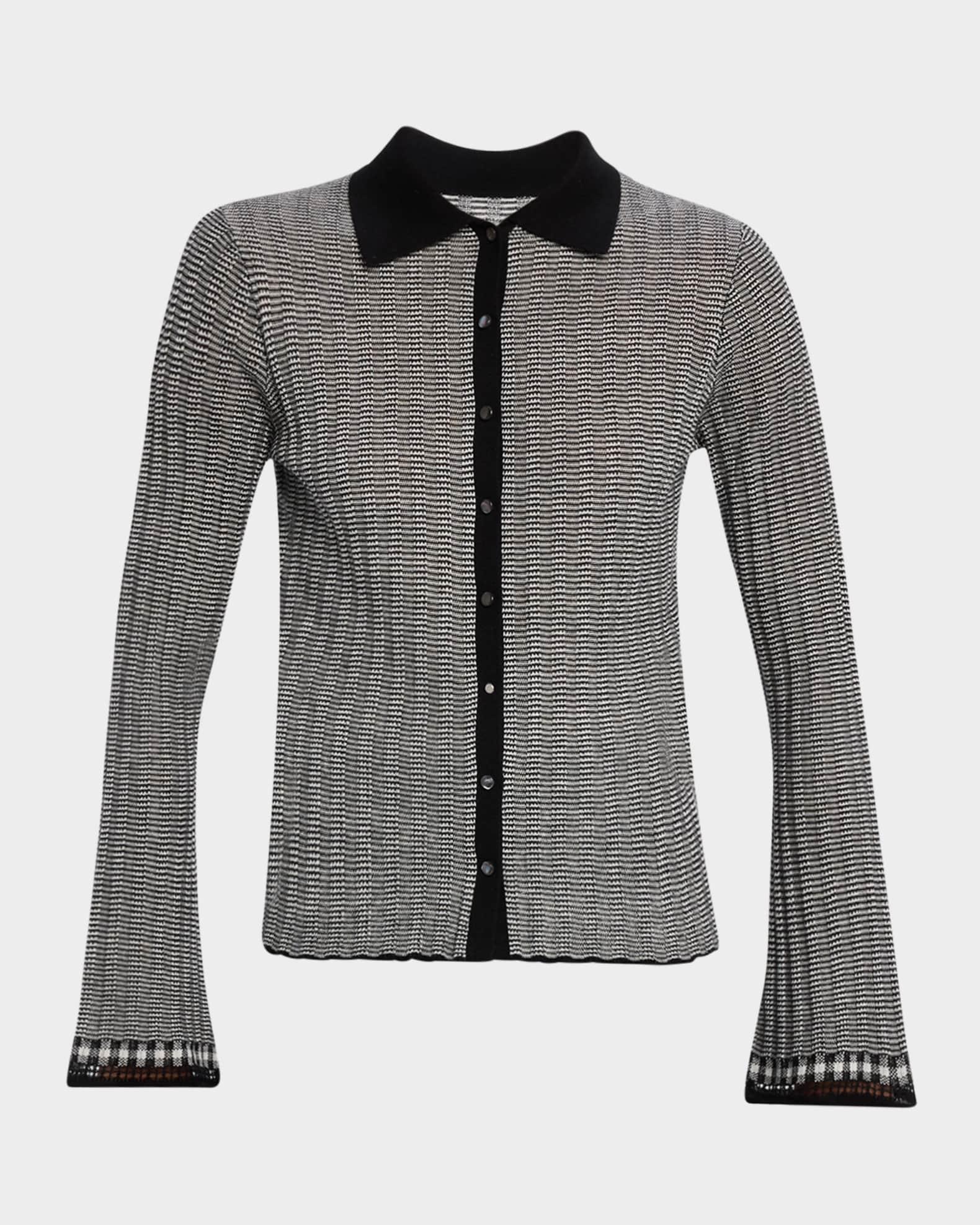 Fine Stripe Silk-Linen Cardigan Product Image