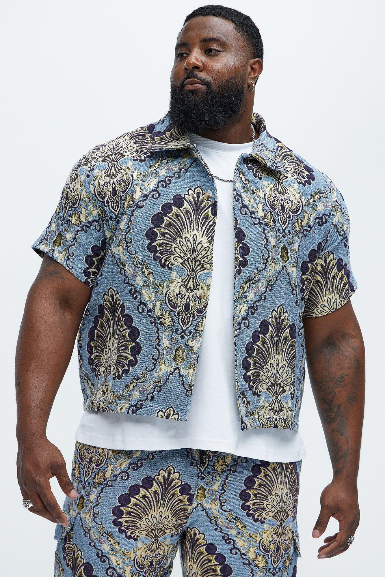 Highland Tapestry Short Sleeve Button Up Shirt - Blue/combo Product Image