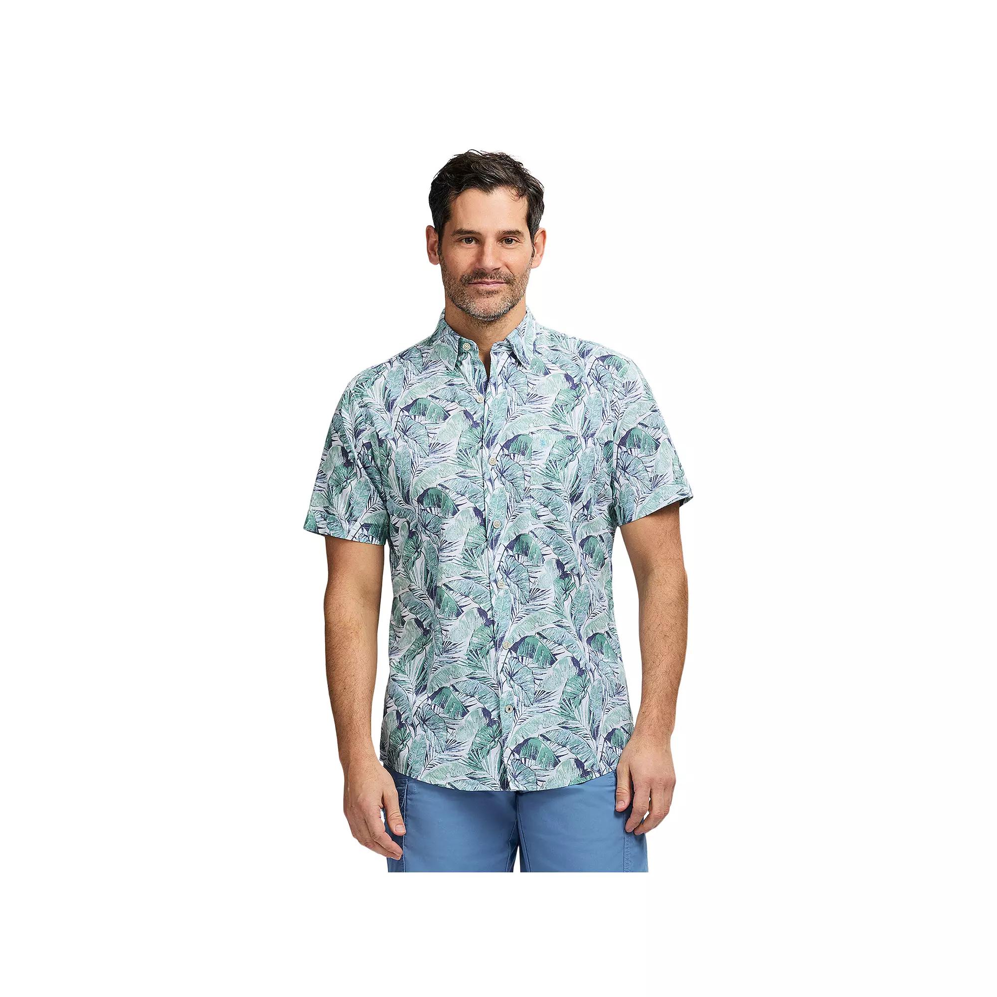 Men's IZOD Dockside Short Sleeve Chambray, Size: Small, Wasabi Product Image