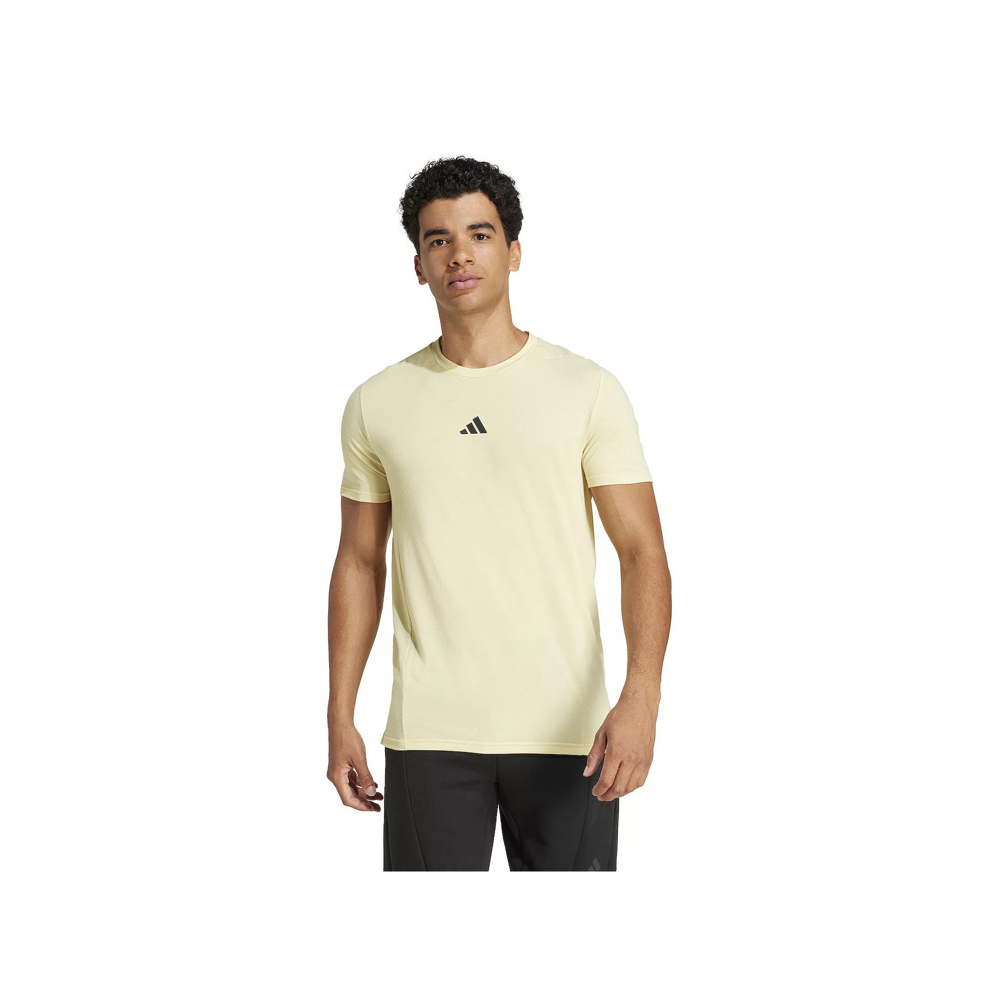 adidas Designed for Training Workout Tee Powder Yellow XL Mens Product Image