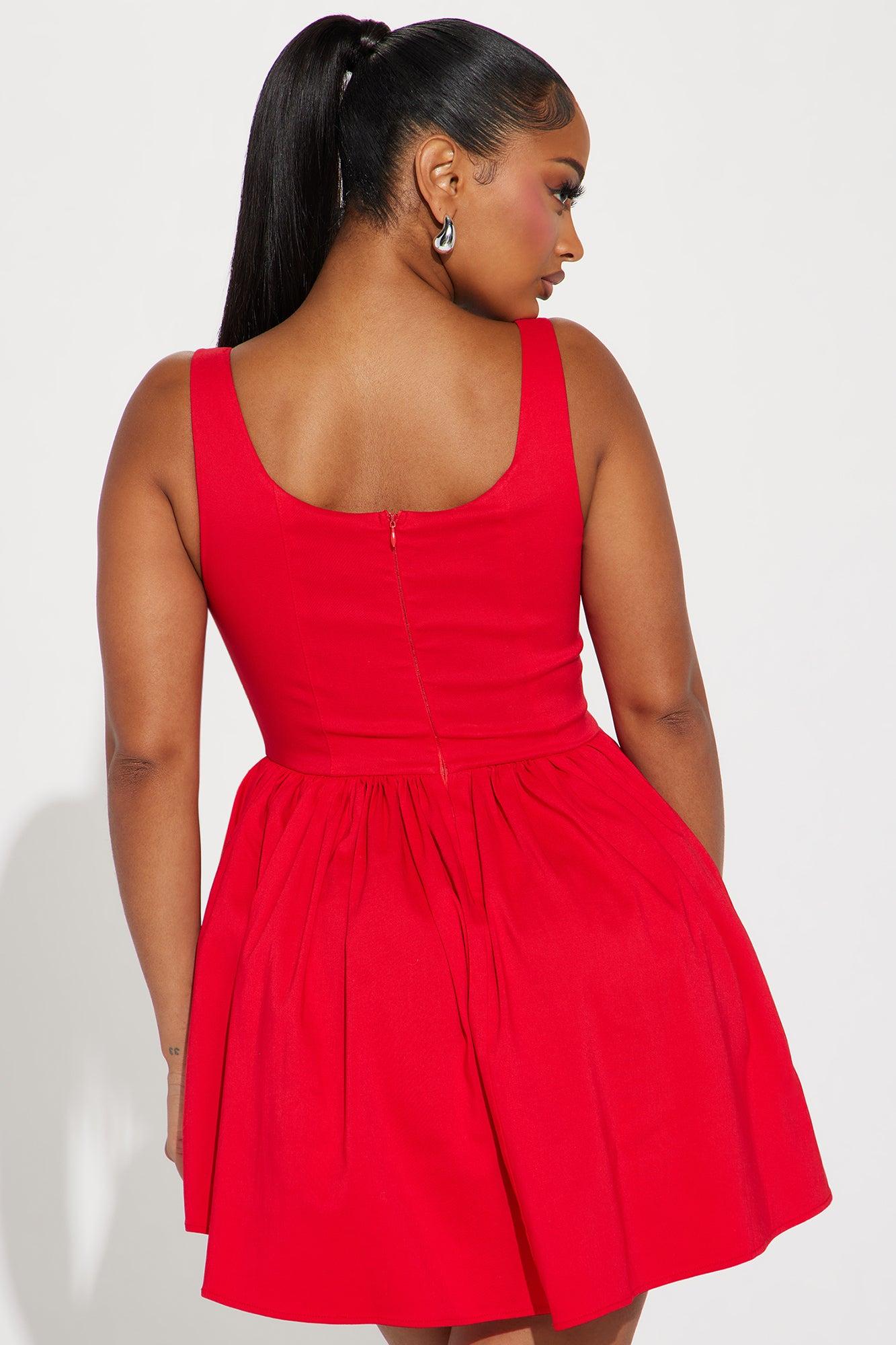 Valentine Twill Mini Dress - Red Product Image
