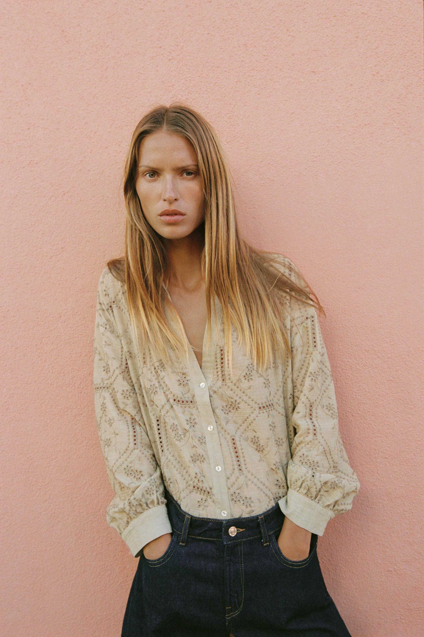 EMBROIDERED EYELET SHIRT Product Image