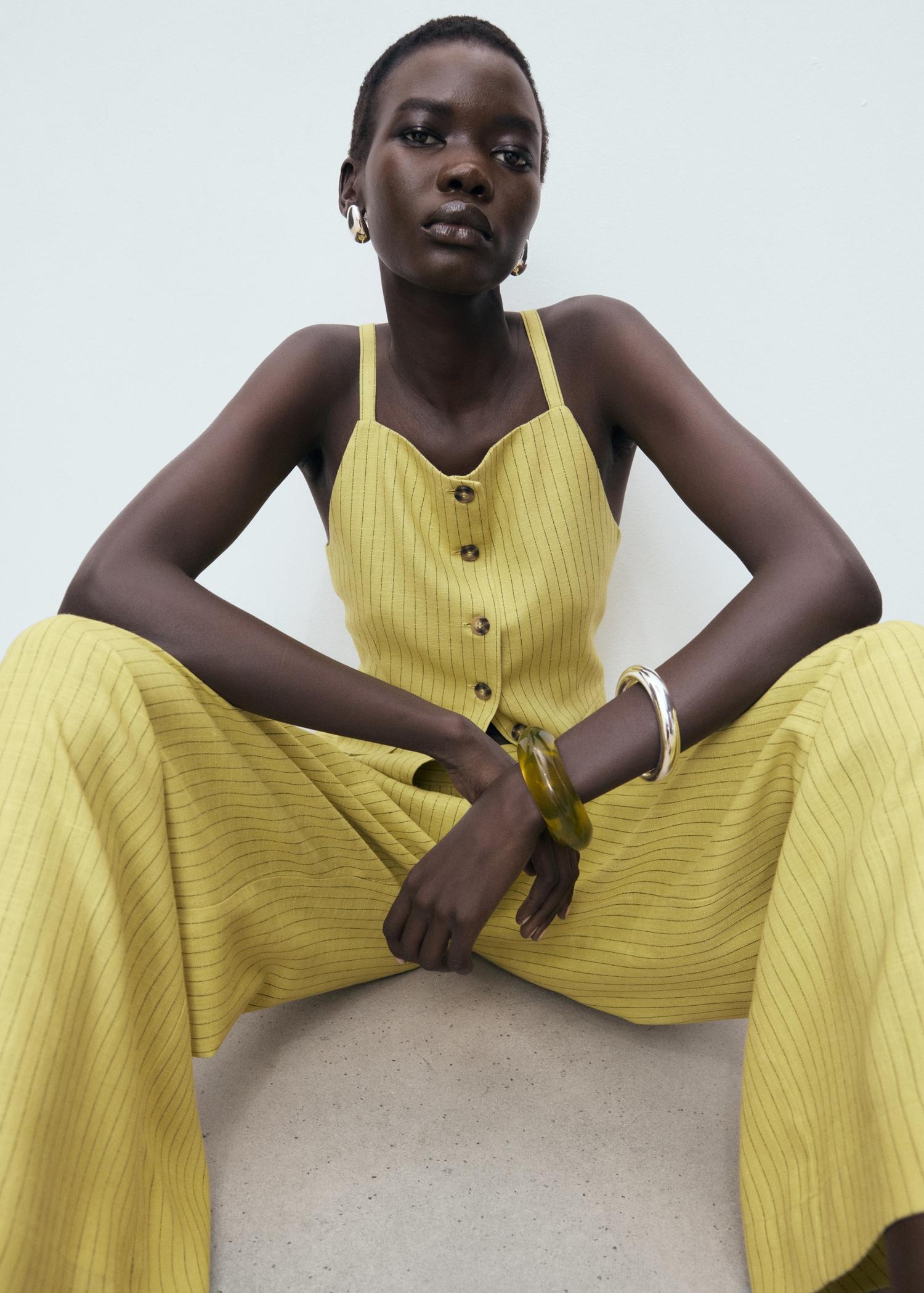 Buttons striped top - Women | MANGO USA Product Image