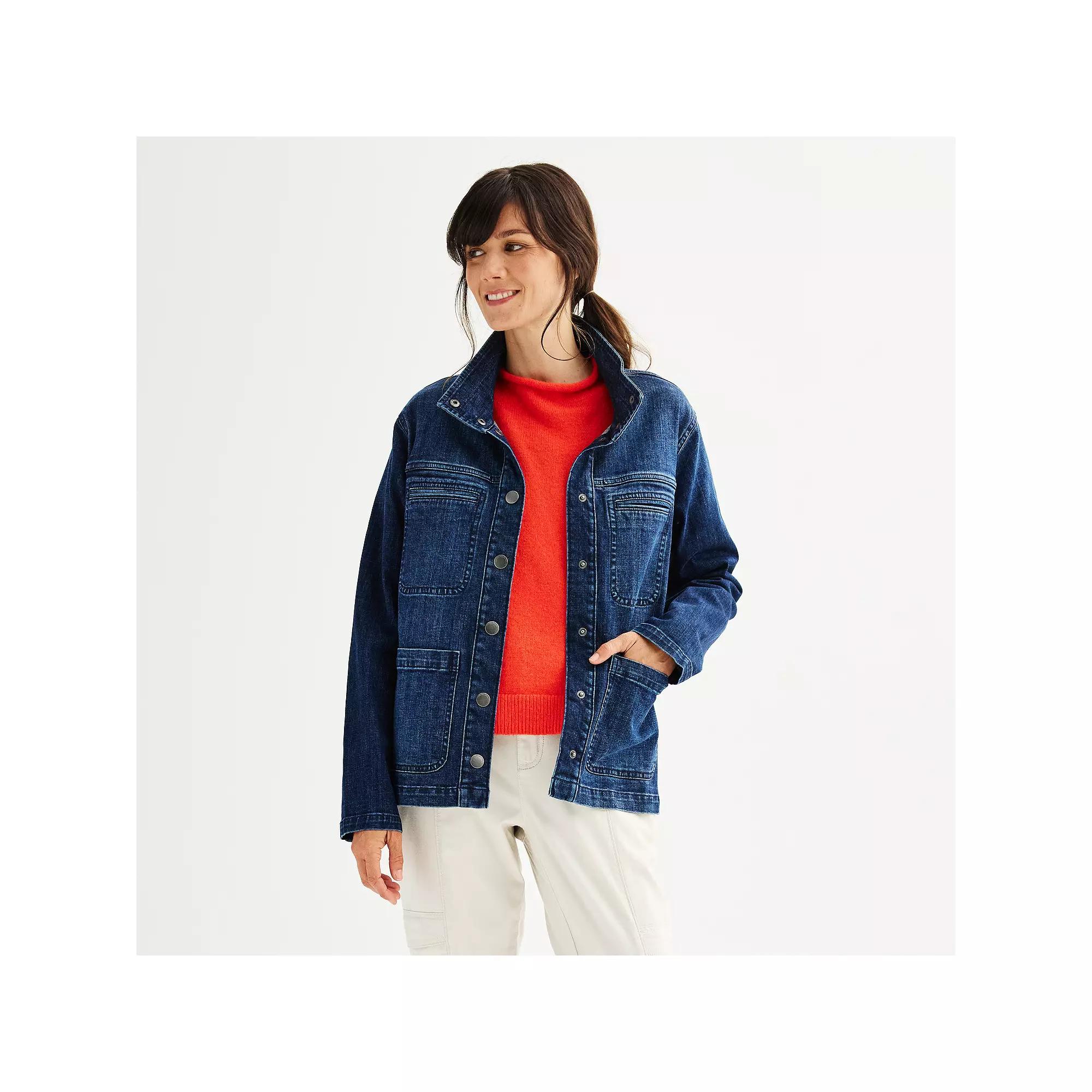 Women's Sonoma Goods For Life® Denim Barn Jacket, Size: Medium, Dark Blue Product Image