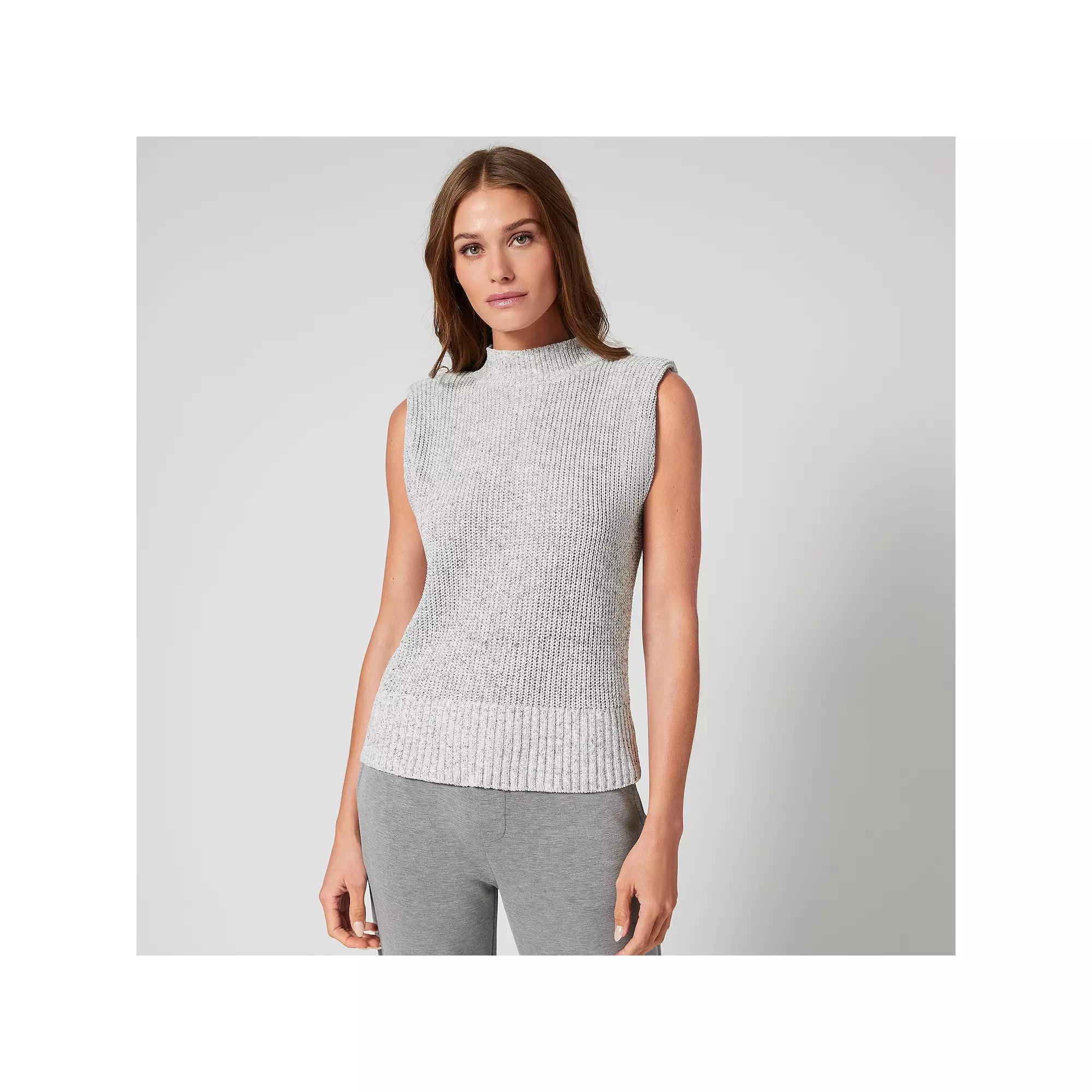 Women's Grey & Gray Mockneck Sleeveless Sweater, Size: Medium, Grey Grey Combo Product Image
