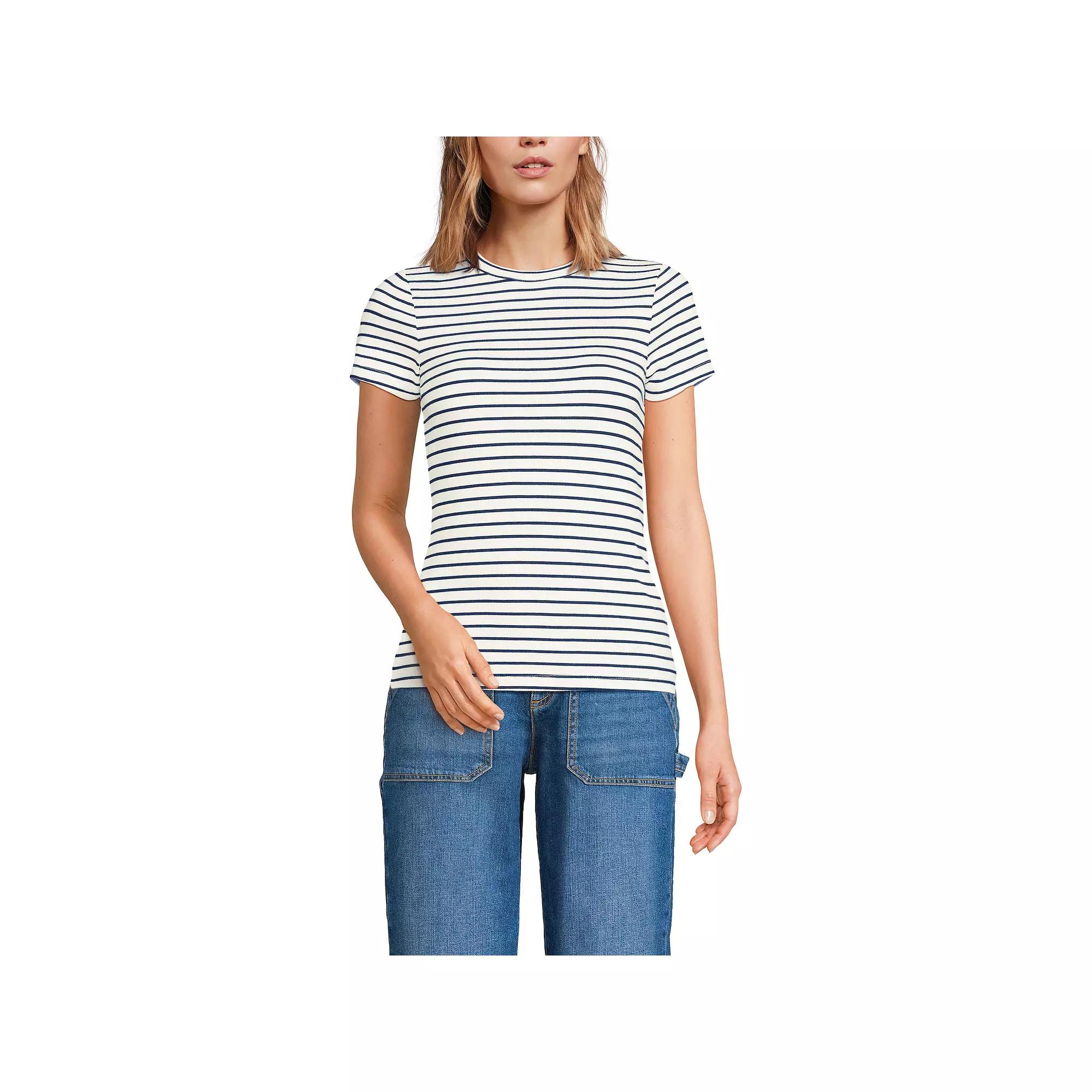 Women's Lands' End Drapey Rib Fitted Short Sleeve Mini T-Shirt,  Product Image