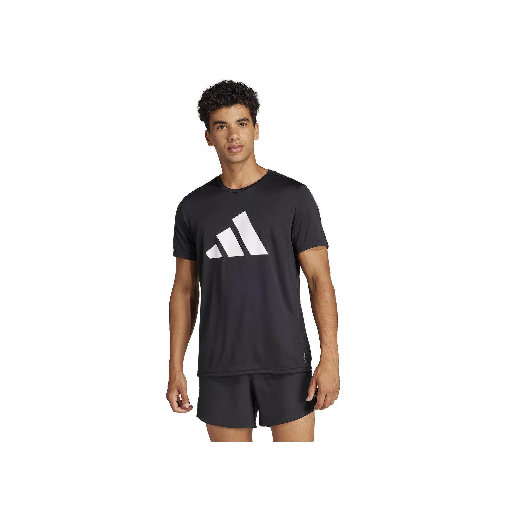 Men's adidas Run It Reflective T-Shirt, Size: Small, Black Product Image
